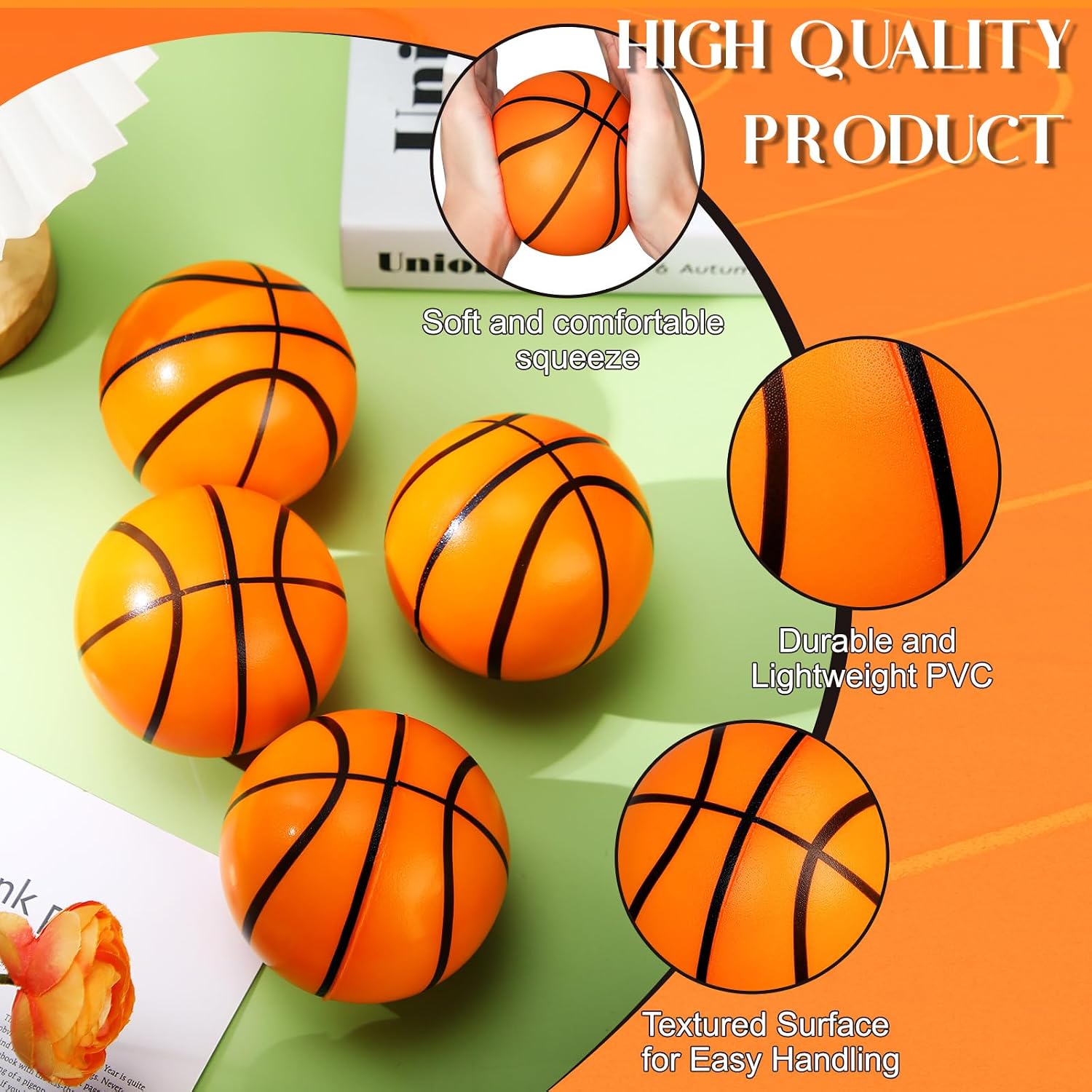 Syhood 4 Pcs 4 Inch Foam Basketball Party Favors image 3