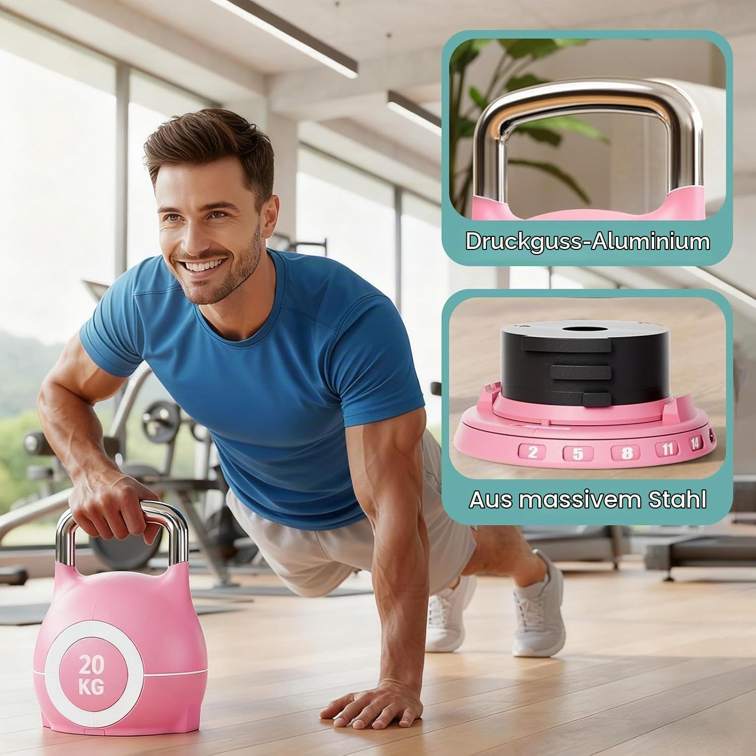 Kettlebell Verstellbare Hanteln Set 7 in 1 Kugelhantel für Home Gym | Hantelset Fitnessgeräte für Zuhause | Dumbbells Sportgeräte Zuhause Kugelhantel Gewicht Hantel Set
