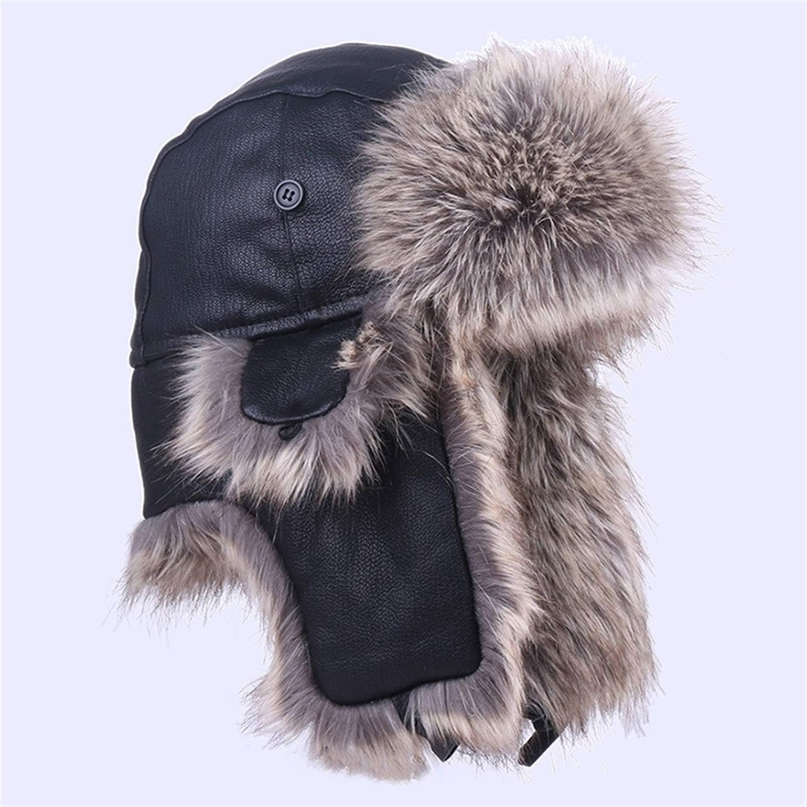 FENOKD Bomber Hats Bomber Hat Winter Trapper Trooper Warm Aviator Snow Ski Cap Warm (Black XL)?Black-XL
