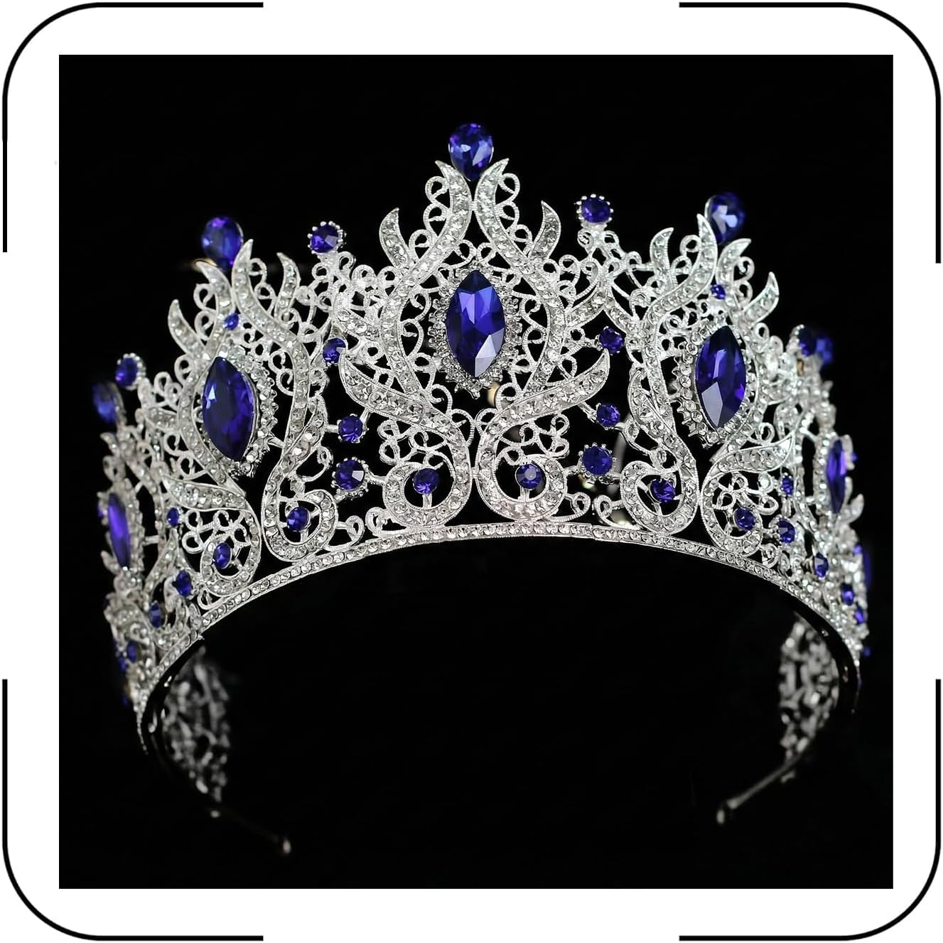 Tall Baroque Crowns for Women Large Rhinestone Bridal Crown and Tiara for Wedding Prom Quince Pageant Party Hair Accessories with Gemstones