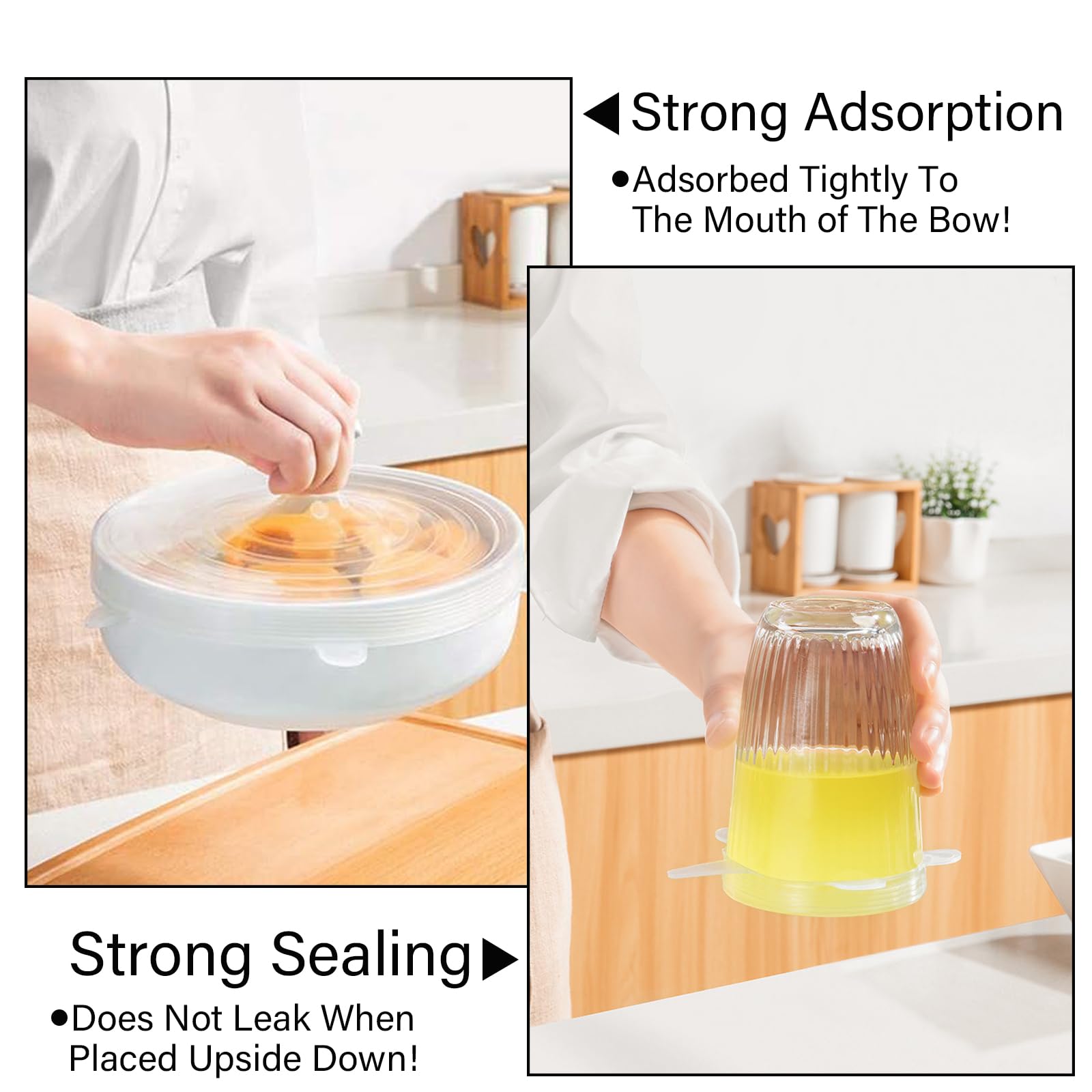 Couvercles En Silicone, 8 Pièces Couvercles En Silicone Extensibles, 6,5/9cm, Couvercles De Conservation Des Aliments, Couvercle En Silicone Extensible Pour Boîtes, Fruits, Bols, Gobelets, Transparent