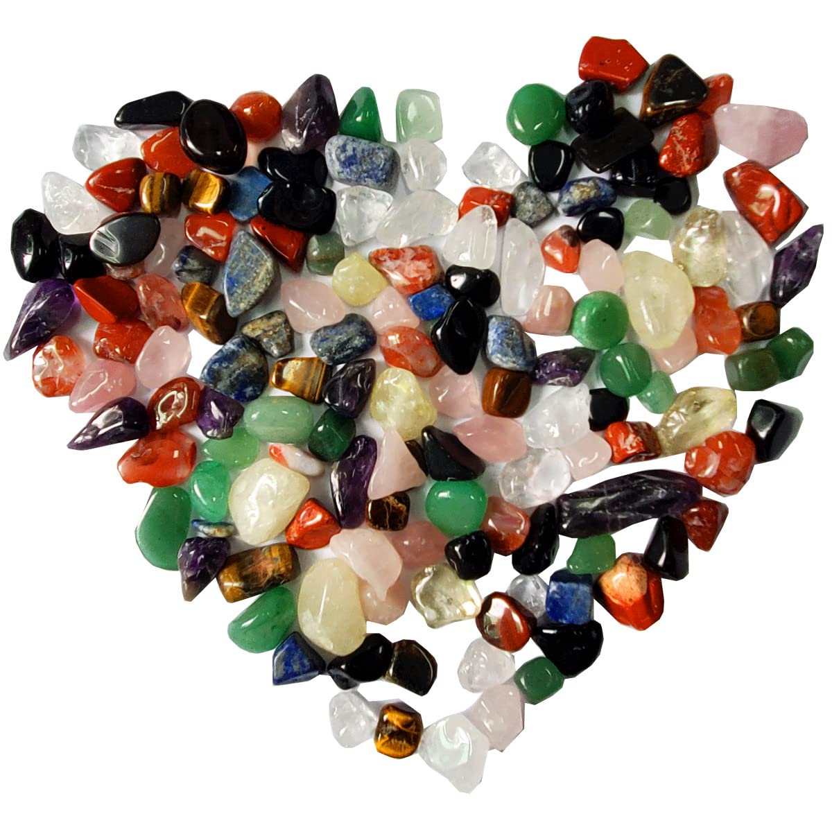 SeeuFunMixed Tumbled Chips Stone Chakra Stones, Amethyst, Aventurine, Lapis Lazuli, Citrine, Red Jasper, Clear Quartz,Obsidian,Carnelian 0.3''-0.6'', 0.5lb