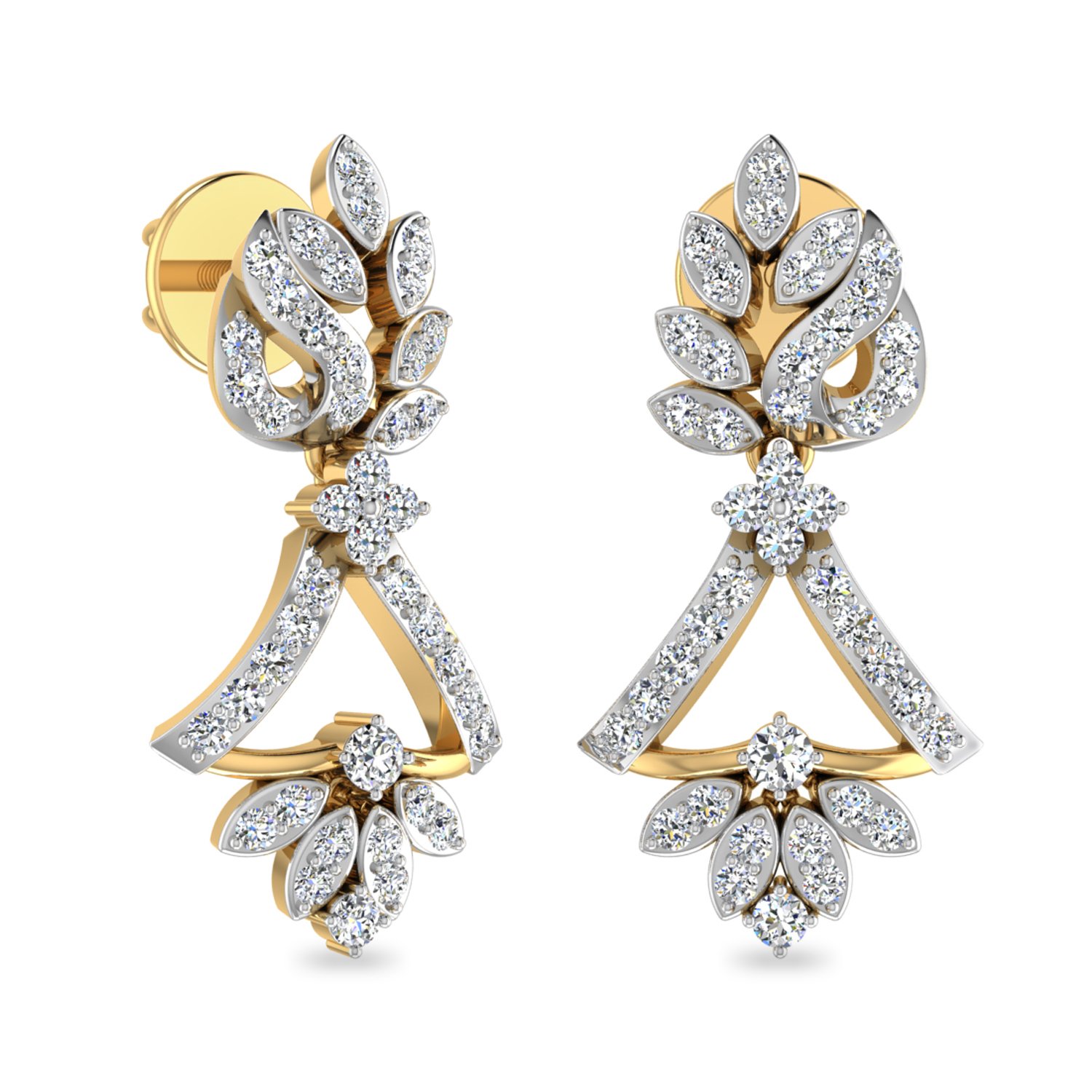 Aucent by PC Jeweller The Omorose 18KT Yellow Gold and Diamond Earrings-image-20