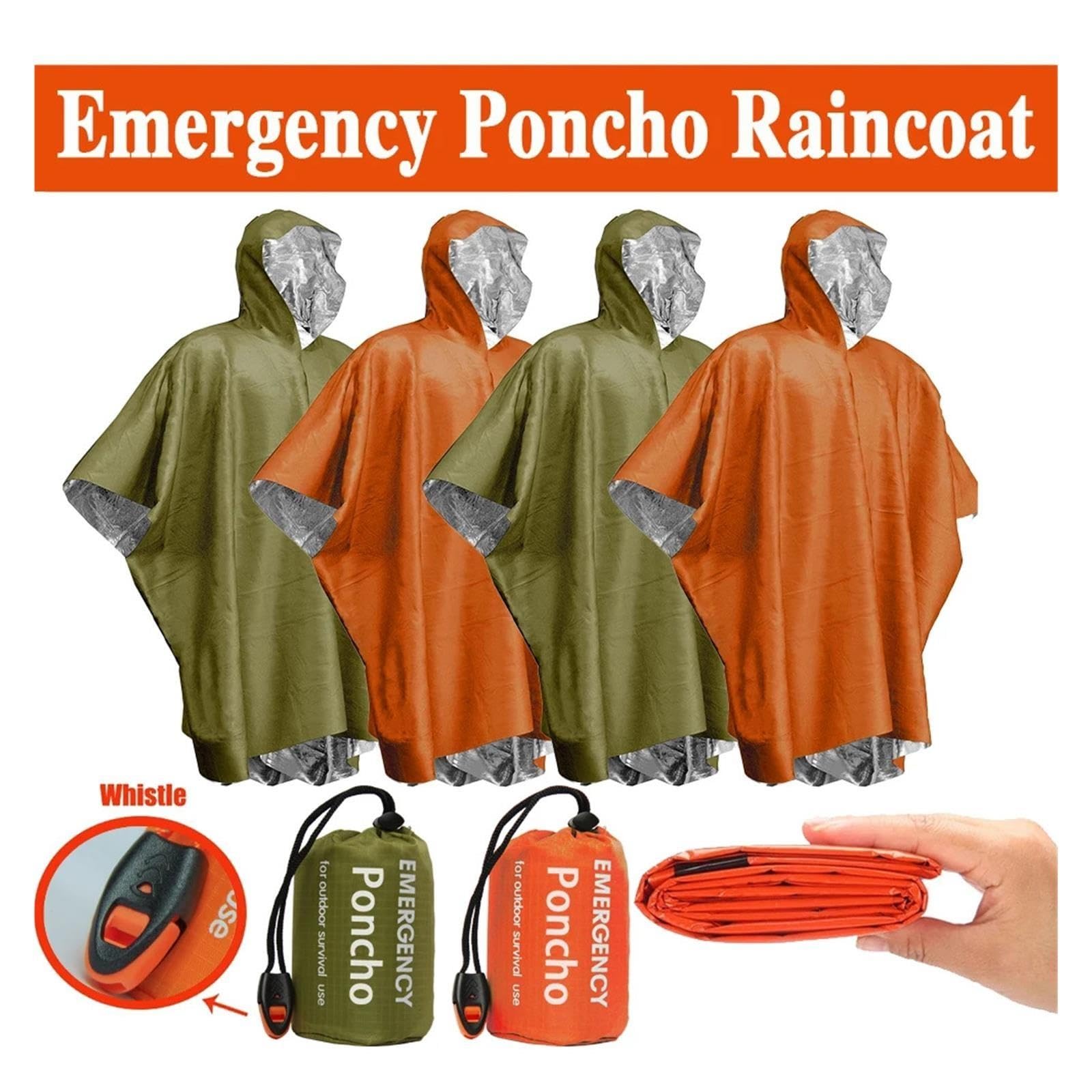 Genérico Poncho Lluvia Térmico Reflectante con Bolsa Camping Senderismo