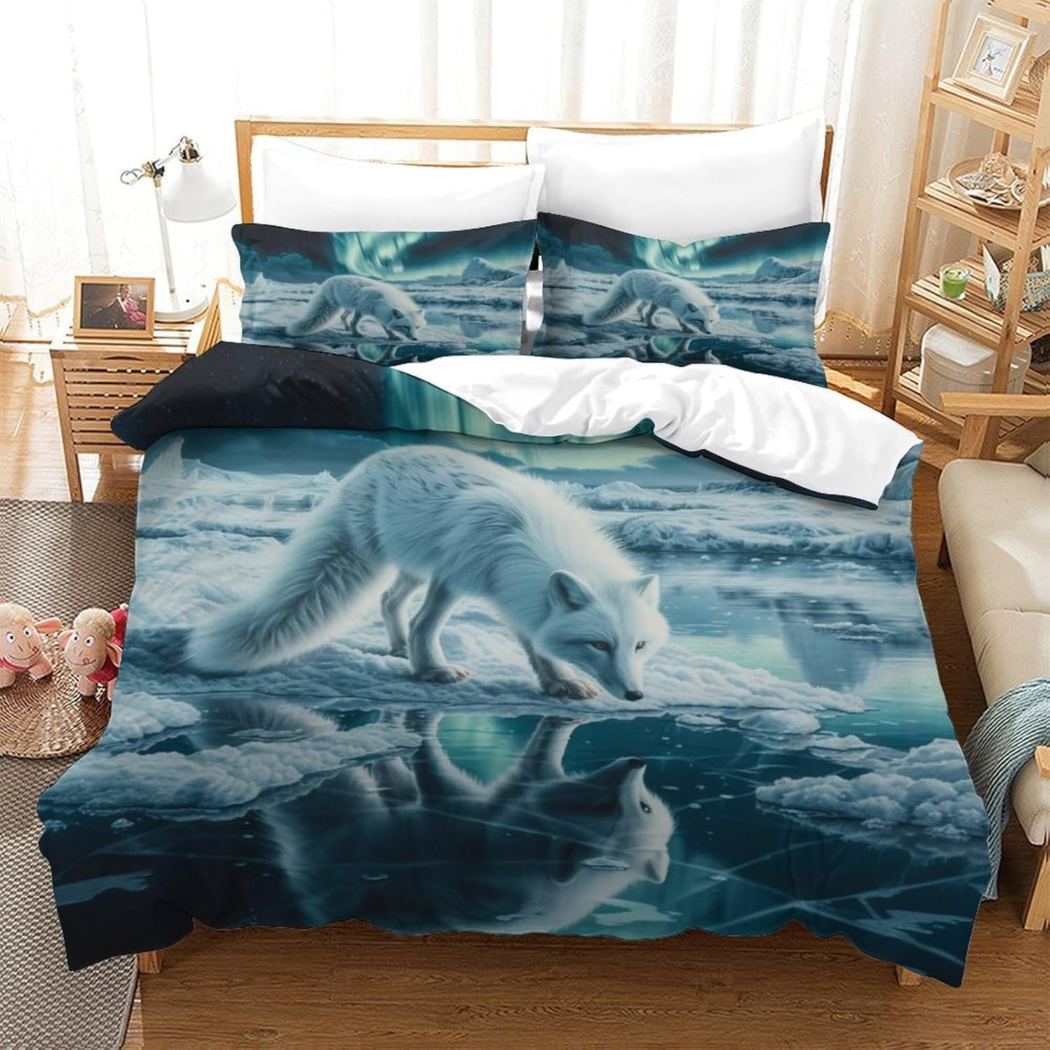 Housse de couette renard 3D 260x230 cm en microfibre pour créer une ambiance nature dans la chambre