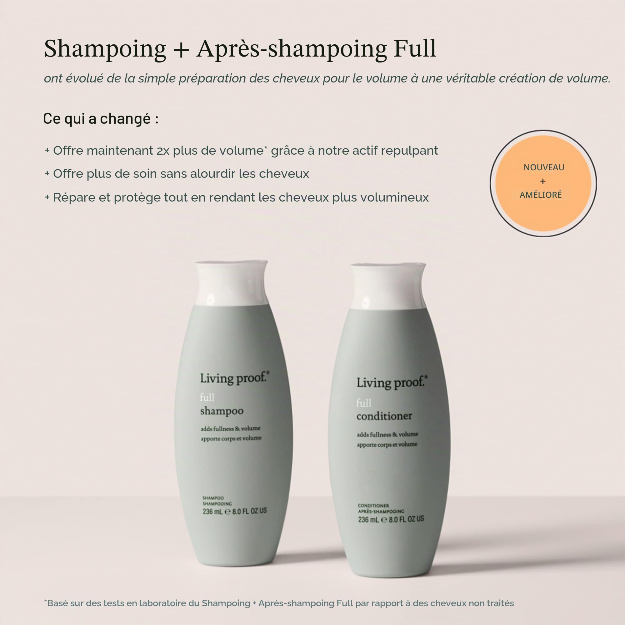 Living Proof Full Shampoo | Shampoo nettoyant en profondeur pour volume, mouvement et douceur | Pour des cheveux pleins et épais, soigne et démêle | Végan, sans parabènes, silicones, sulfates | 236ml