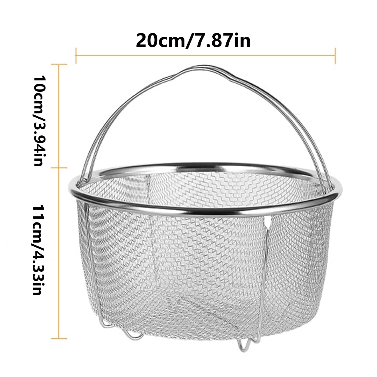Cesta de Acero Inoxidable, Cesta de Malla para Vapor, Cesta de Vapor de Malla, Cocinar Cesta de Colador de Malla de Acero Inoxidable, Cesta para Cocer Al Vapor, para Lavar Freír Al Vapor(20cm)