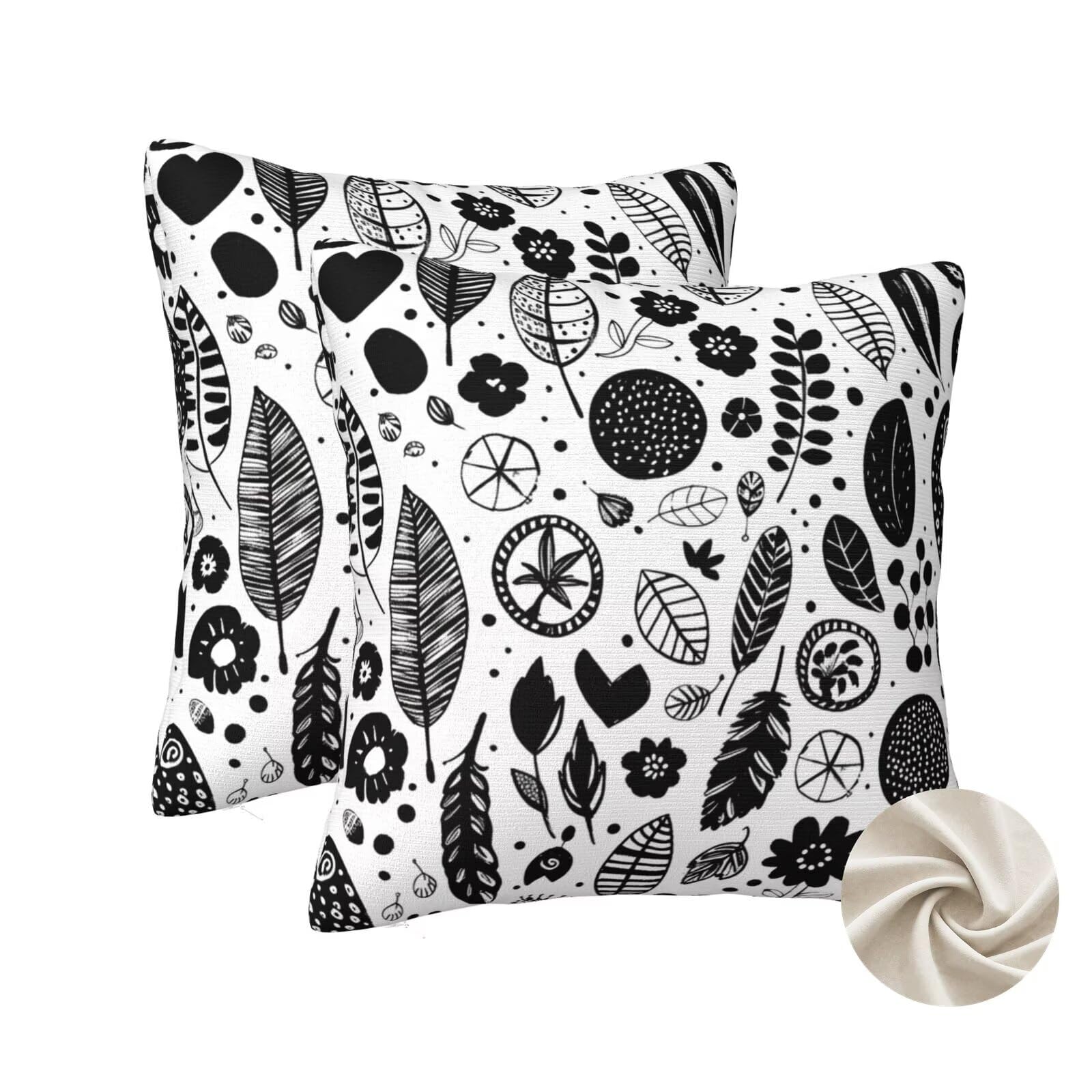 Housses de coussin 70x70 cm lot de 2 en tissu doux au motif de plantes pour decoration de canape