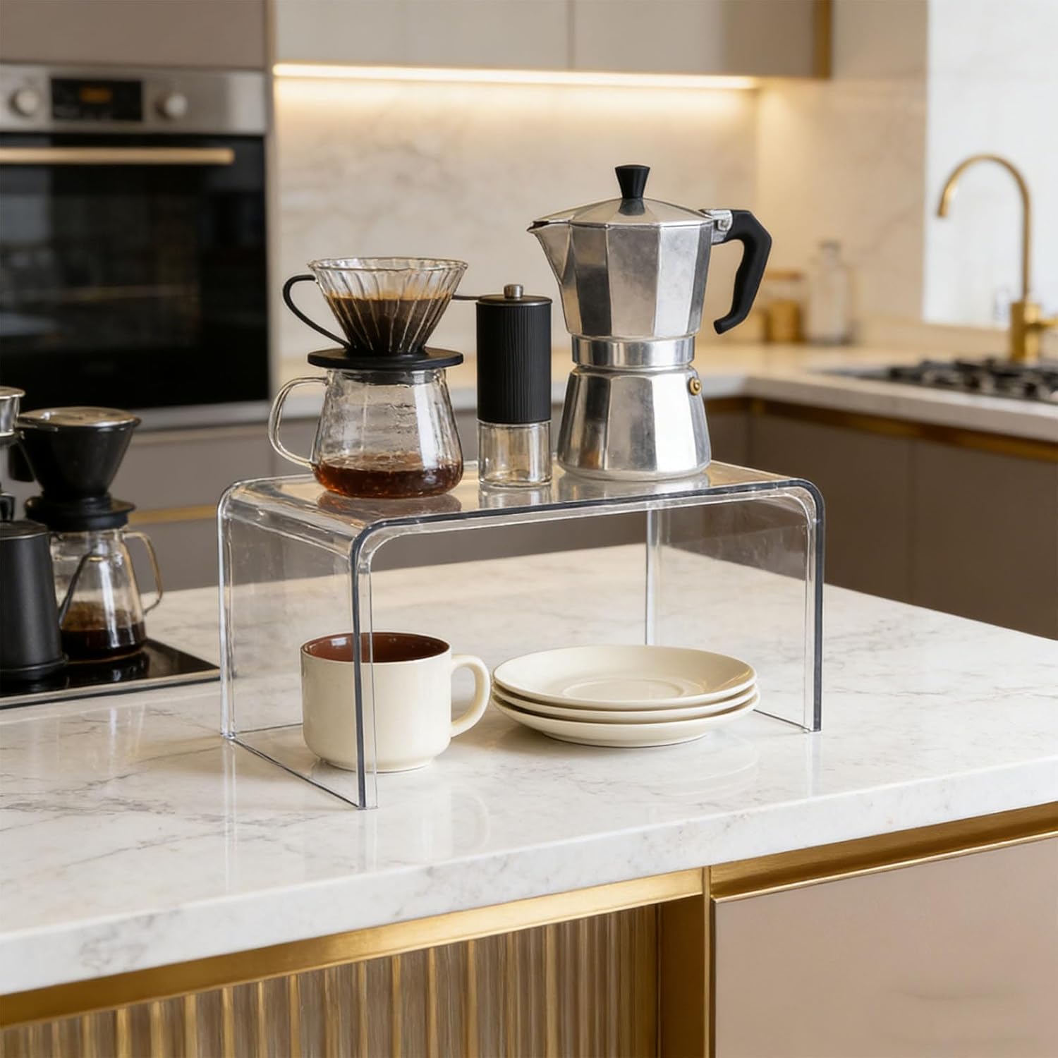 Multi Functional Acrylic Storage Rack for Kitchen Bathroom and Desktop Supporting Heavy Items Clutter Kitchen Shelf