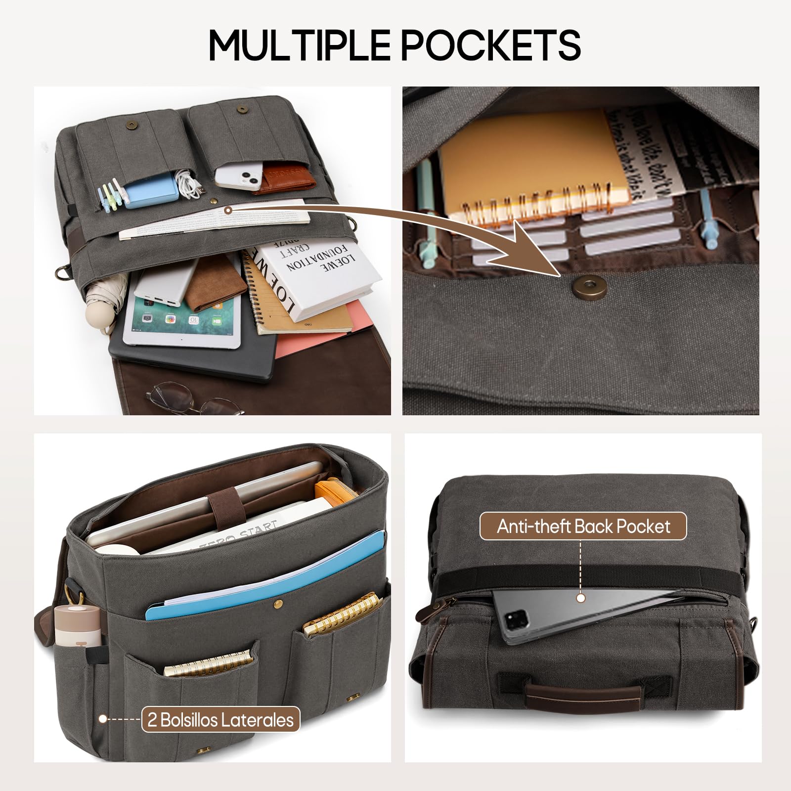 RAINSMORE Sacoche Ordinateur Homme 17 Pouces Cartable