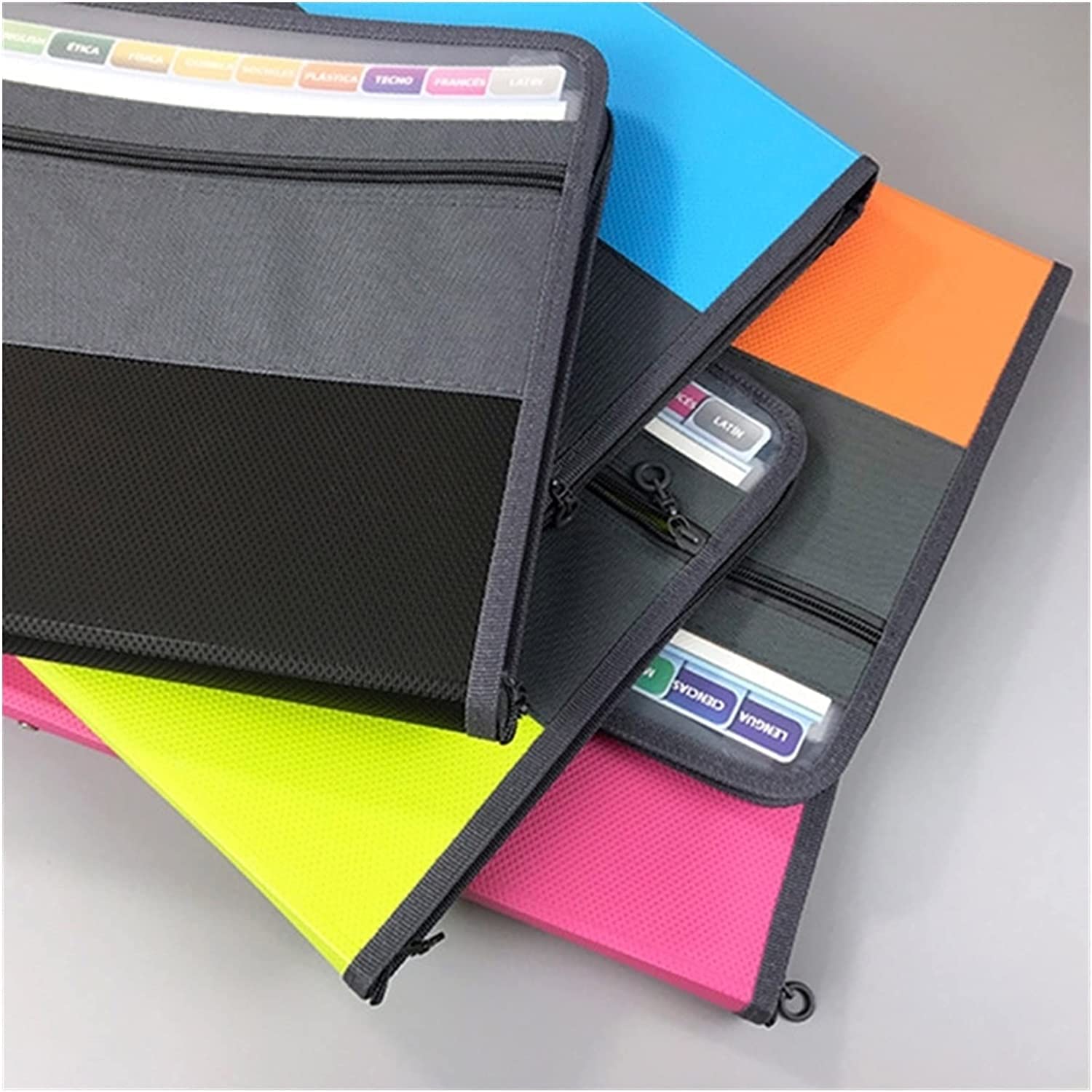 Dokumentenmappe Schreibwarentasche, mehrlagige Orgeltasche Reißverschluss Informationen Aktentasche Dokument Student Test Papierhalter Pack Klemmbrett (Farbe: C) (1 Stück) (Farbe: A) (Farbe: D)