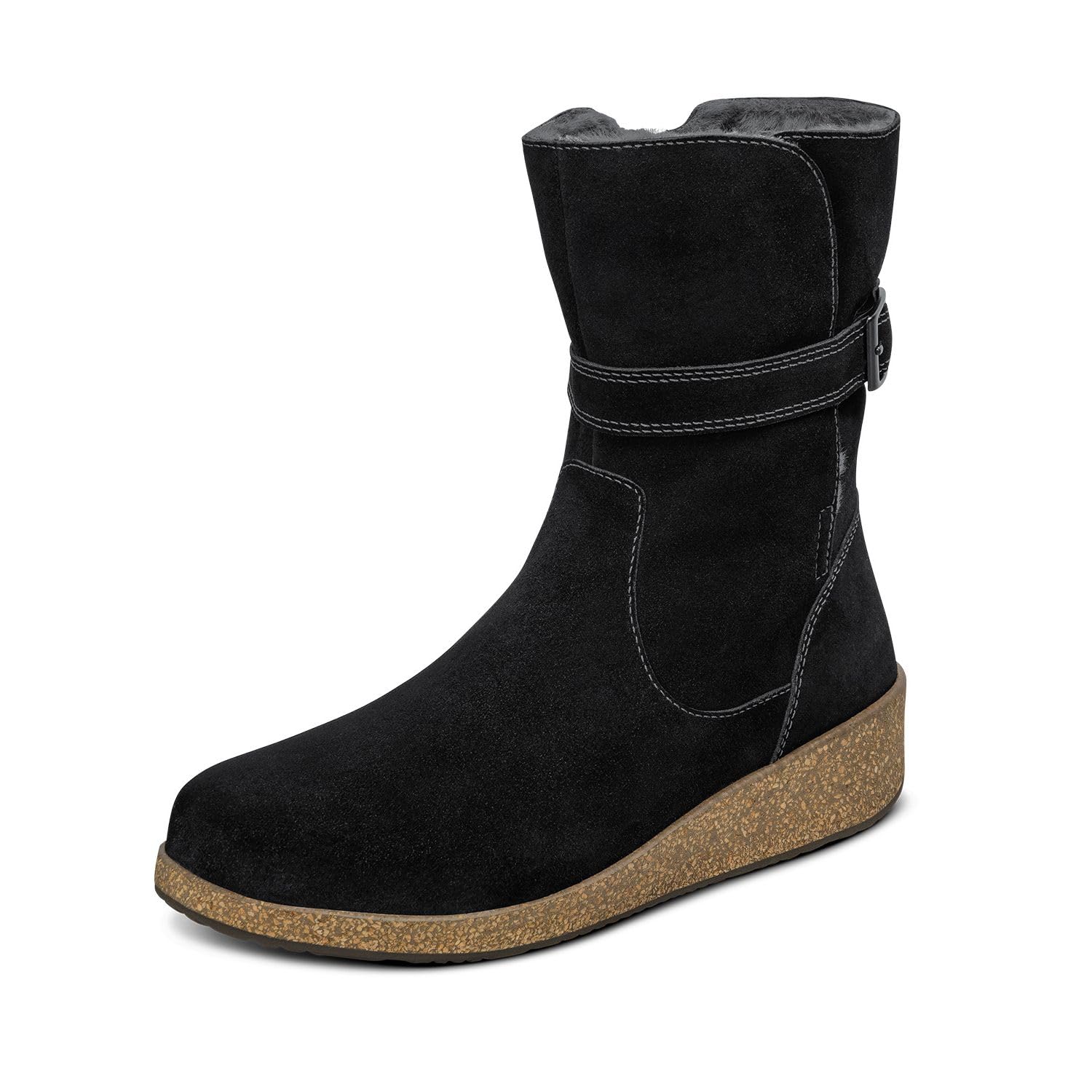 Orthofeet Women's Orthopedic Claire Faux Fur Lined Water Repellent Suede Boot