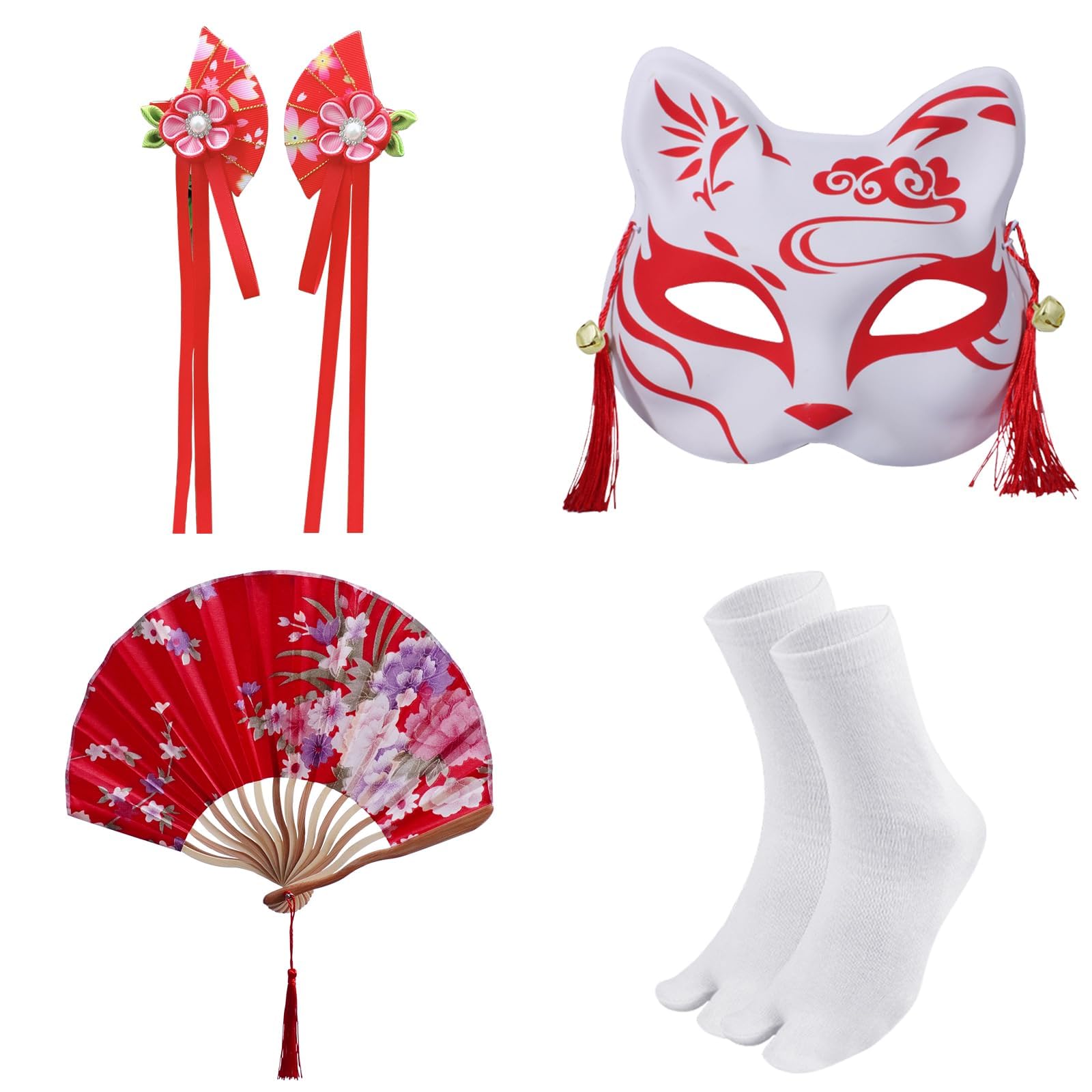 5 Pièces Ensemble Kimono Filles, Traditionnel Japonais Yukata Style Robe avec Accessoires, Idéal pour les événements culturels et les party à thème