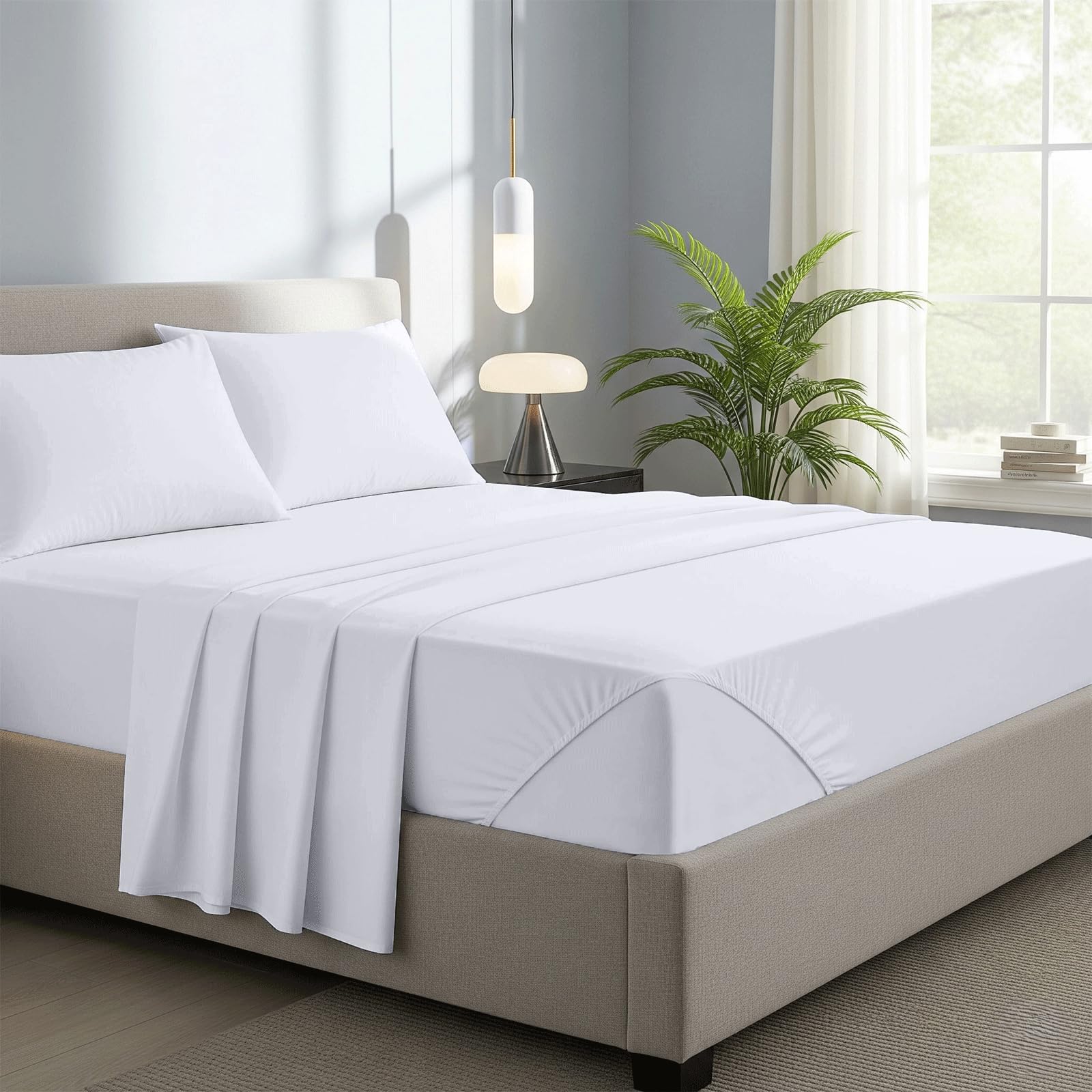 Novexa 100% Egyptian Cotton Double Fitted Sheets 400 Thread Count 40cm Deep Bed Sheet Luxu...