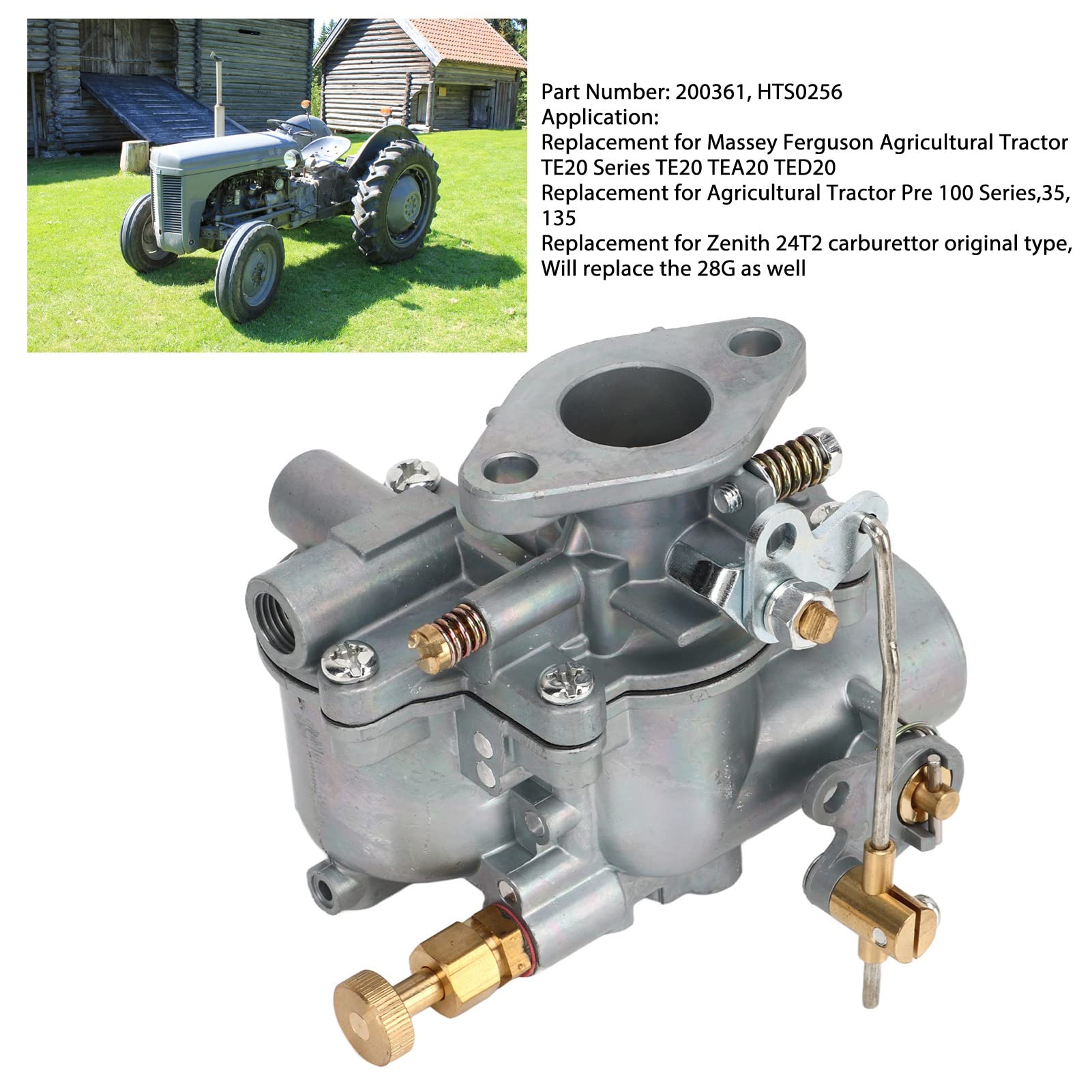 Qiilu Vergaser-Kit 200361 HTS0256 Ersatz für Landwirtschaftliche Traktoren von Massey Ferguson, TE20-Serie, TE20, TEA20, TED20 für Landwirtschaftliche Traktoren der Pre-100-Serie