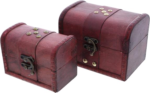 SandT Collection Big & Small Cherry Wood Like Treasure Chest Set