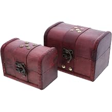 SandT Collection Big & Small Cherry Wood Like Treasure Chest Set
