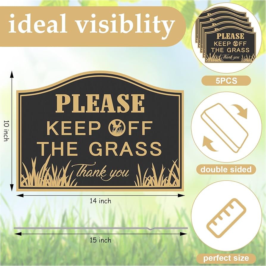 2 PC Keep Off Grass Sign - 8x12 Double Sided Coroplast No Peeing Dog
