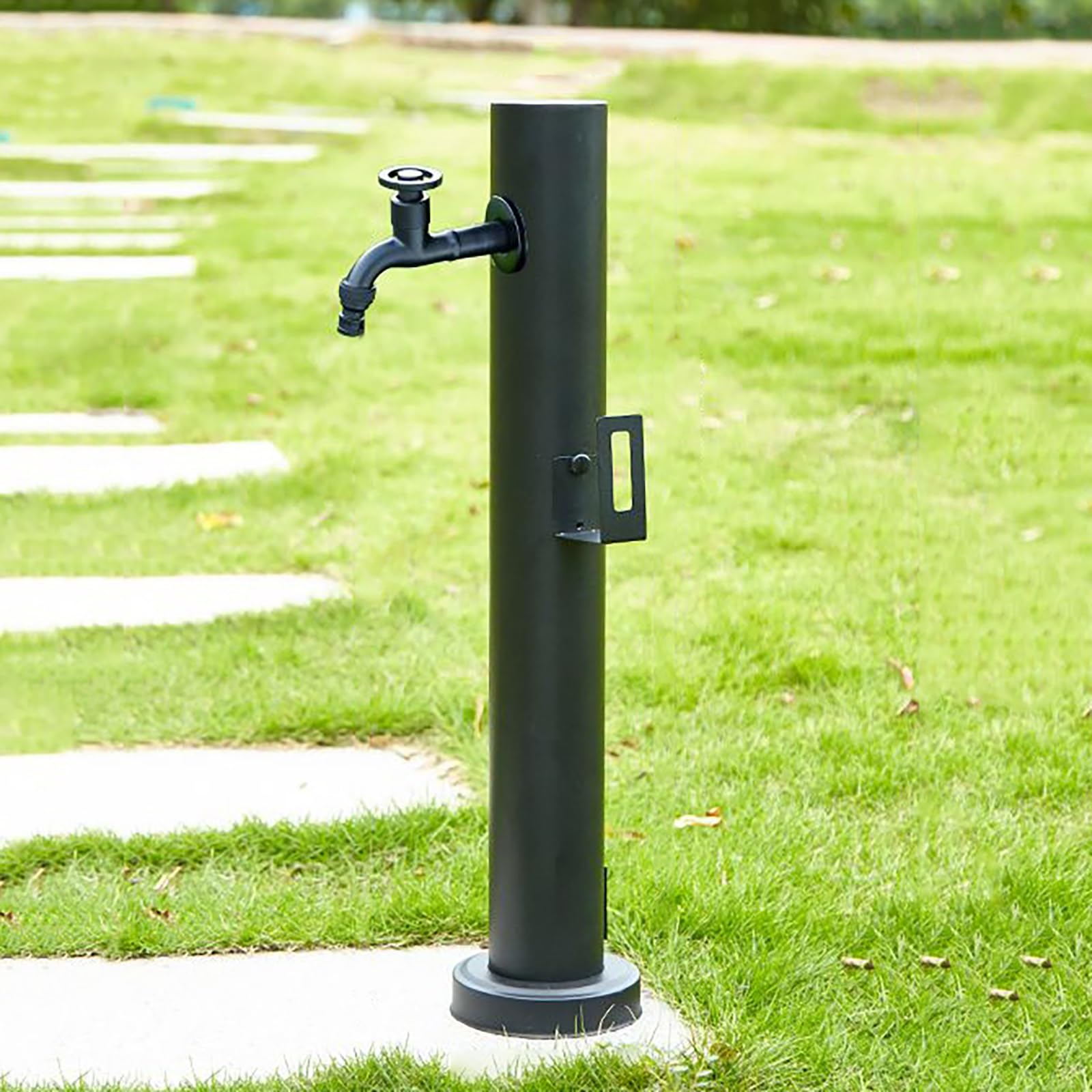 Genérico Columna de Agua Vertical Independiente de Acero Inoxidable 304 para jardín - Soporte para Manguera de Exterior con Grifo, dispensador de Agua anticongelante e hidrante Decorativo, 95 cm, neg