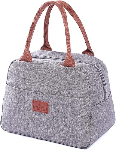Miniatura 1 de YFJQTZX Bolsa de almuerzo para mujeres, hombres y adultos, reutilizable, para el trabajo, picnic o viajes (color gris)