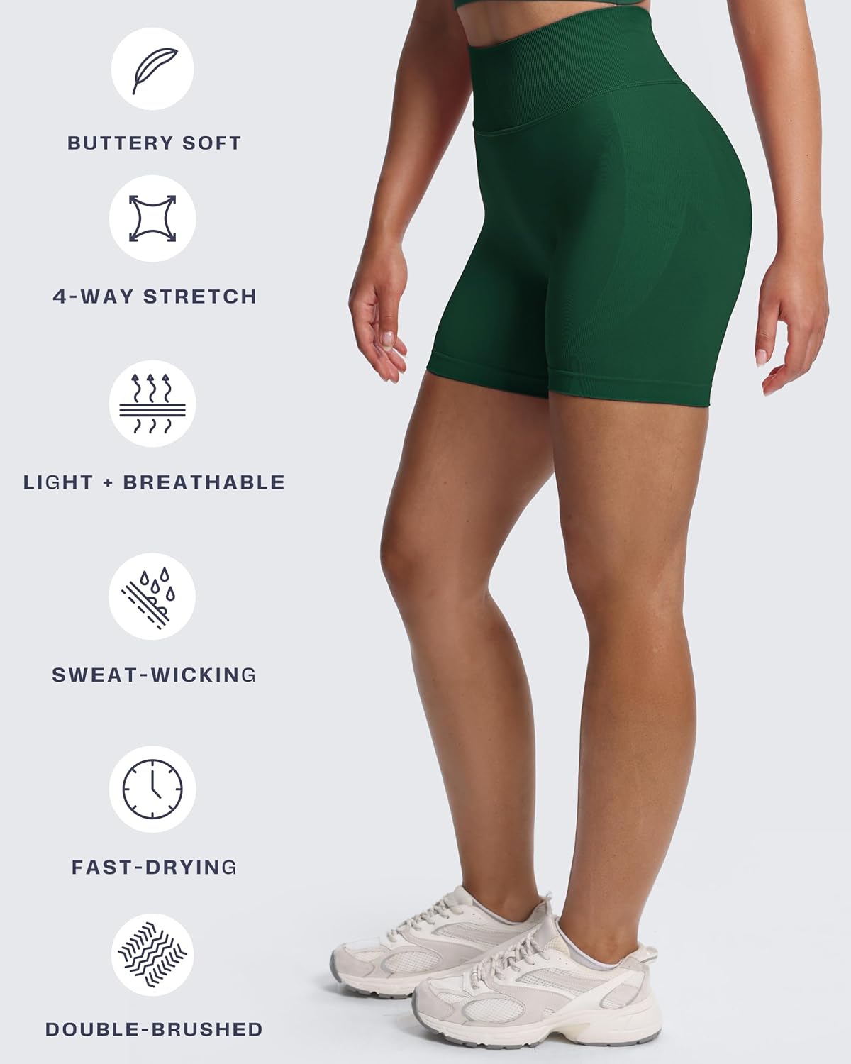 Aoxjox Workout Kinetic Seamless Shorts for Women Tummy Control High Waisted Hidden Scrunch Athletic Running Yoga Short 6" - Image 7