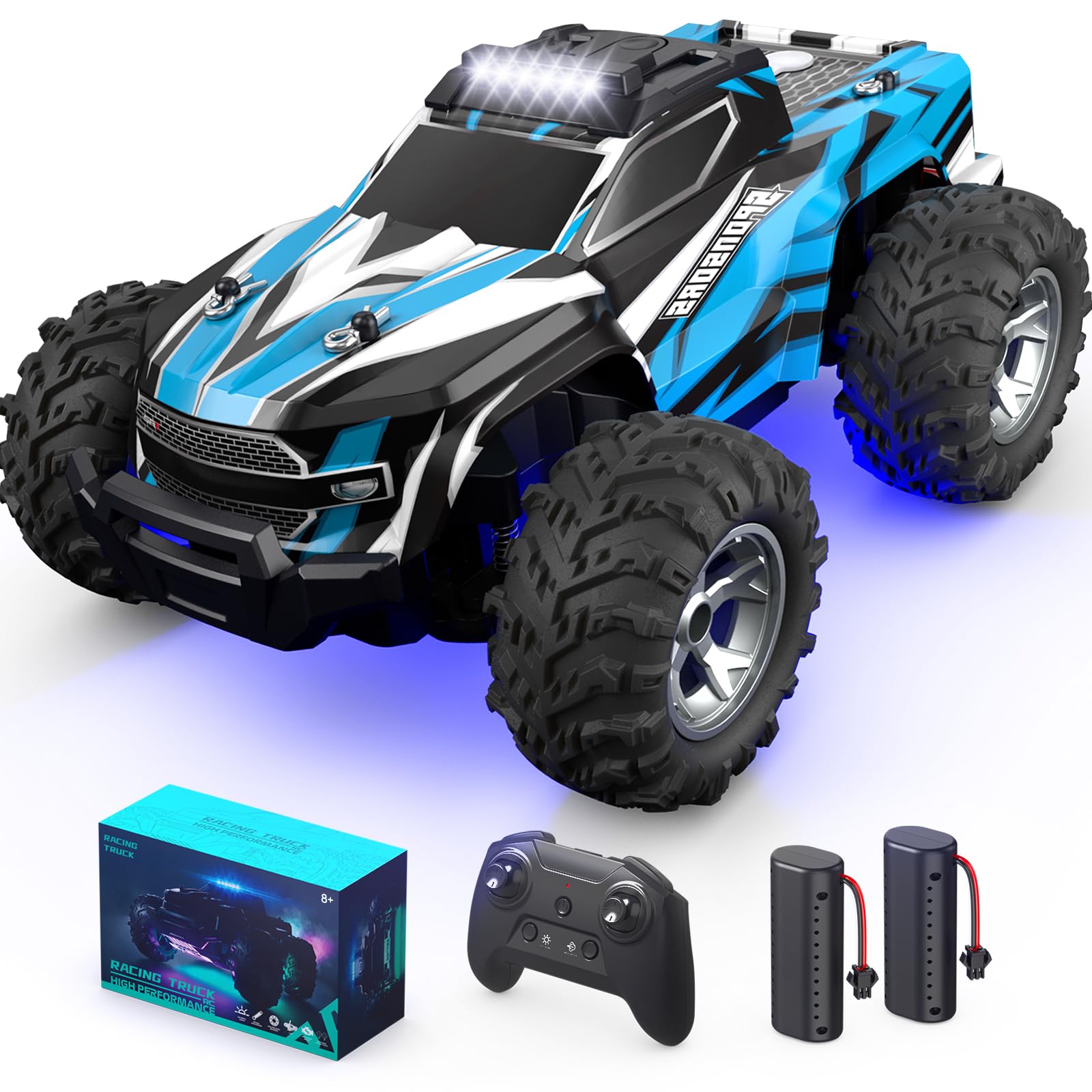 Sponsored Ad - Remote Control Car for boys, 1:16 Scale All Terrain RC Cars,High Speed 25Km/h Fast Car with Colorful Led Light and spray, 2x1300mAh Rechargeable Battery RC Truck, Toy Car Gift for Teen Boys Girl Kids