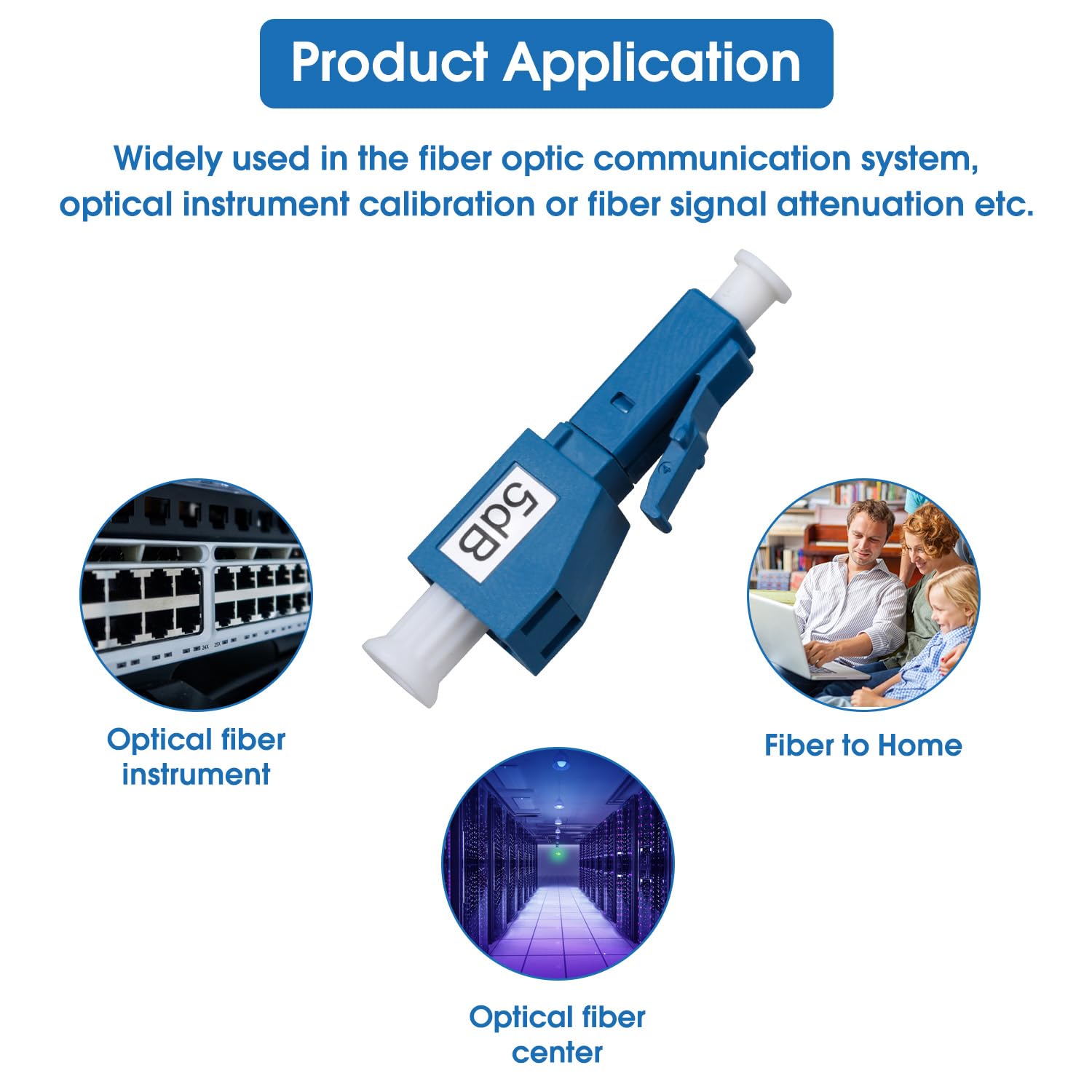 Paquete de 5 atenuadores de fibra óptica LC/UPC de 5 dB, atenuador de fibra óptica de modo único fijo, LC-UPC macho a hembra