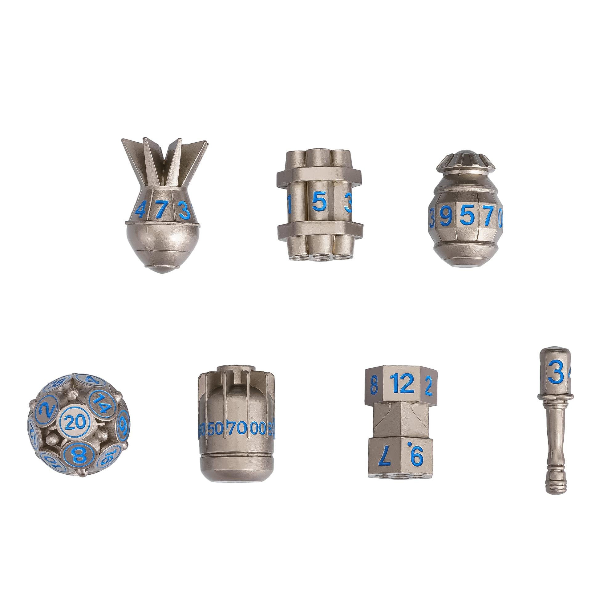 UDIXI Metal Dice Set 7PCS, Nickel Polyhedral D&D RPG Dice for Tabletop Game