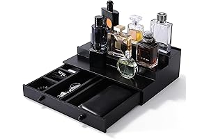 Wooden Cologne Organizer with Drawer and Hidden Concealment: The Ultimate Black Furniture for Perfume Connoisseurs