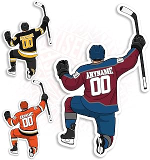 Custom Ice Hockey Player Sticker, Personalized Name Number Hockey Jersey Team Player Waterproof Die-Cut Vinyl Sticker for Water Bottle Laptop Hardhat Kindle Hockey-Decal Gifts for Team Coach
