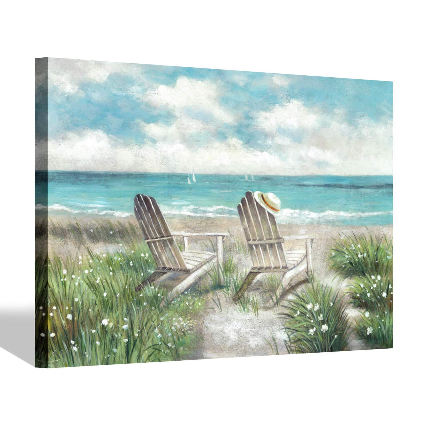 SD SOFT DANCE Abstract Beach Canvas Wall Art: Seascape Scene Artwork Picture Painting on Canvas for Bedroom (45'' x 30'' x 1 Panel)