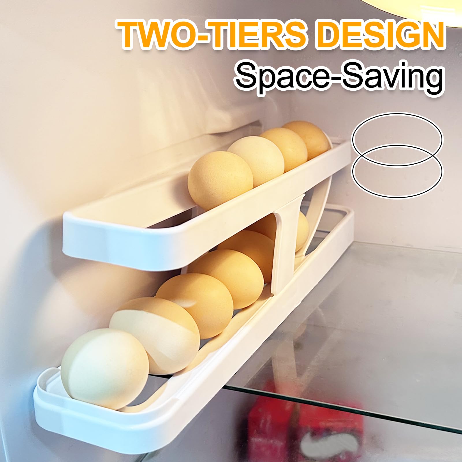 Portauova Per Frigorifero A Rotolamento Automatico - Dispenser Per 24 Uova, Doppio Strato - Foto 11