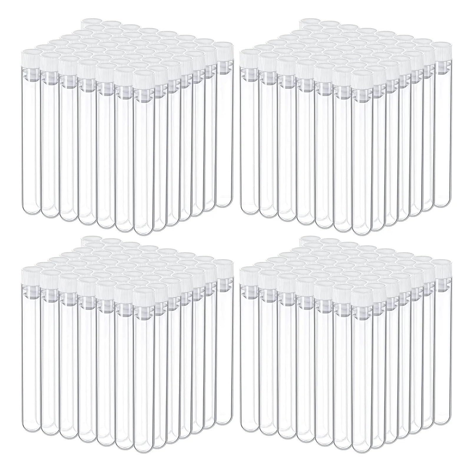yingyingjia 200 Szt. Probówek Testowych, Przezroczyste Plastikowe Probówki Testowe Z Zatyczkami, 16 X 100 Mm (10 Ml), Probówki Laboratoryjne Do Eksperymentów Naukowych, Rozmnażanie Roślin