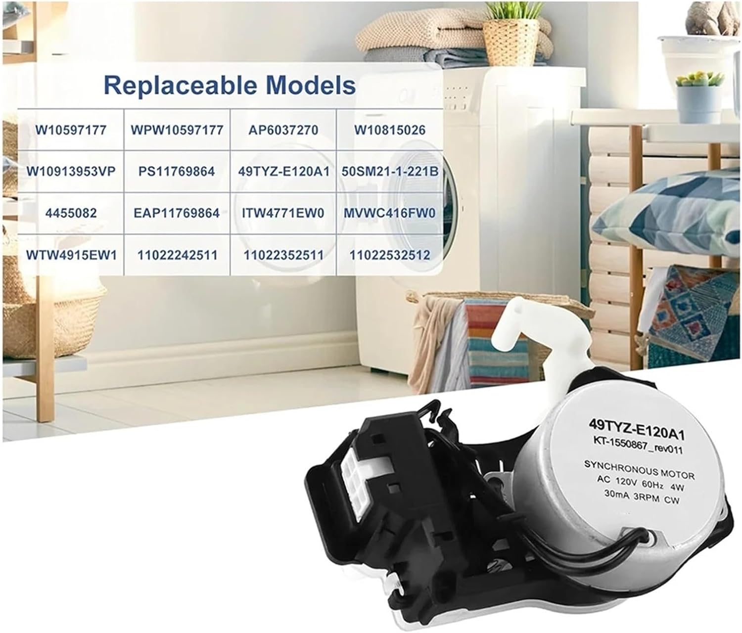 W10913953 49tyz-E120a1 Washer Shift Actuator Compatible for Whirlpool, Compatible for Kenmore Washer Parts Replace W10597177 AP6037270