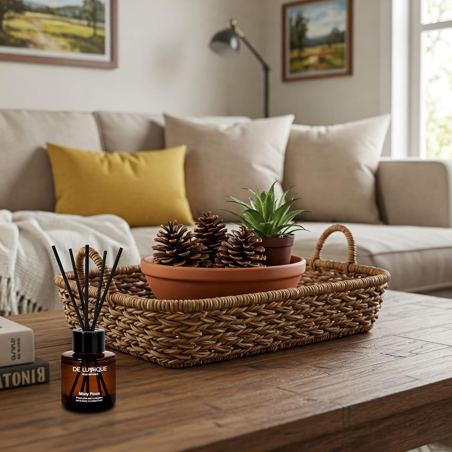 Reed Diffuser Misty Pines Scent, Luxury Reed Diffuser with Pine, Eucalyptus & Amber, Long-Lasting, Natural Aromatherapy Scent for Home, Office, or Bedroom – 50ml - Image 4
