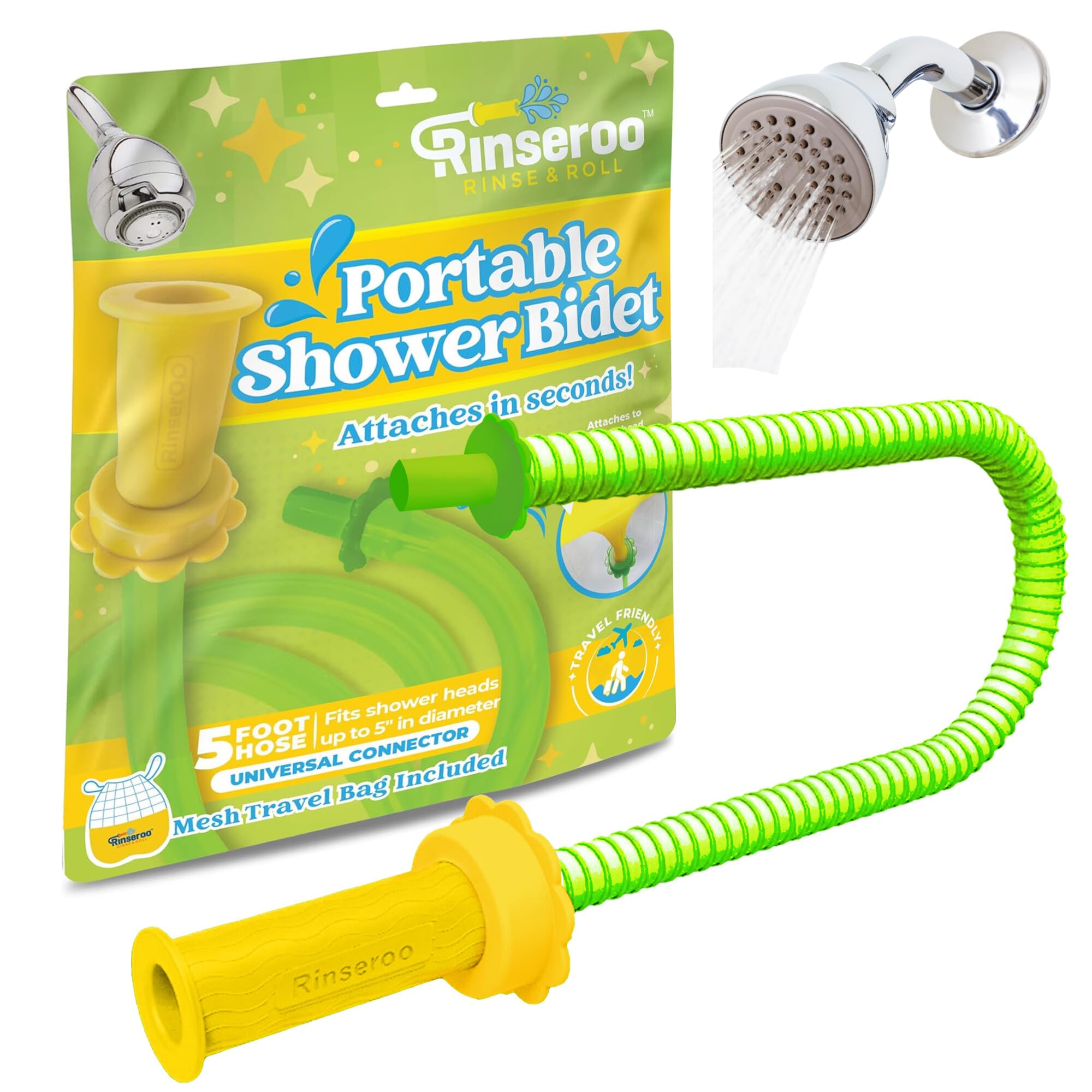 Rinseroo Manguera portátil para bidé, accesorio de ducha sin cordones para posparto, poscirugía, higiene de agua tibia. Pulverizador de mano para viajes, hombres, mujeres, caravana, alternativa a