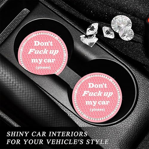Miniatura 4 de Paquete de 4 posavasos brillantes para automóvil, portavasos de cristal de 2.75 pulgadas, portavasos de silicona antideslizante para mujeres y