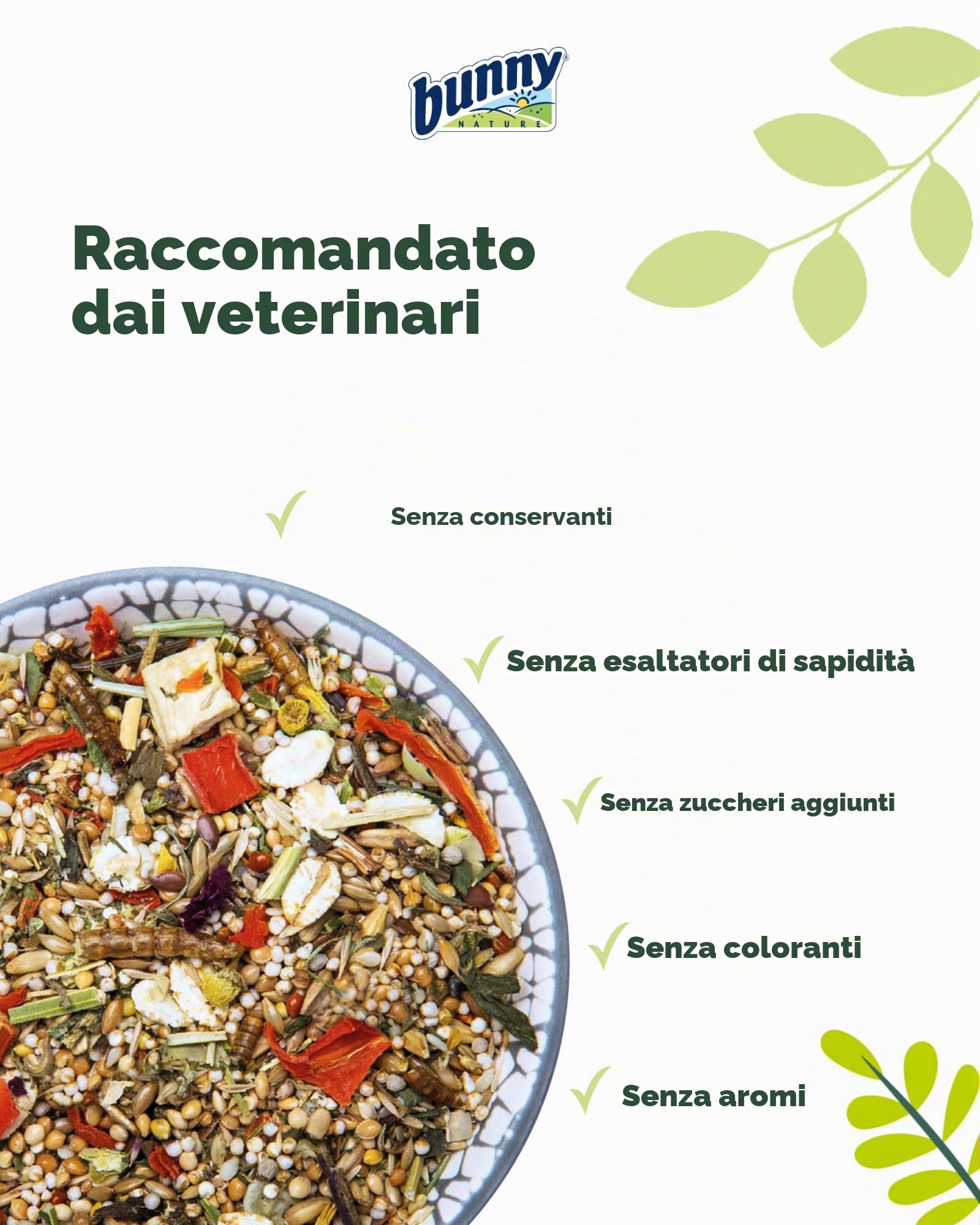 bunny Nature - Mangime completo per criceti nani, mix di vitamine, ingredienti e vermi di farina, 500 g