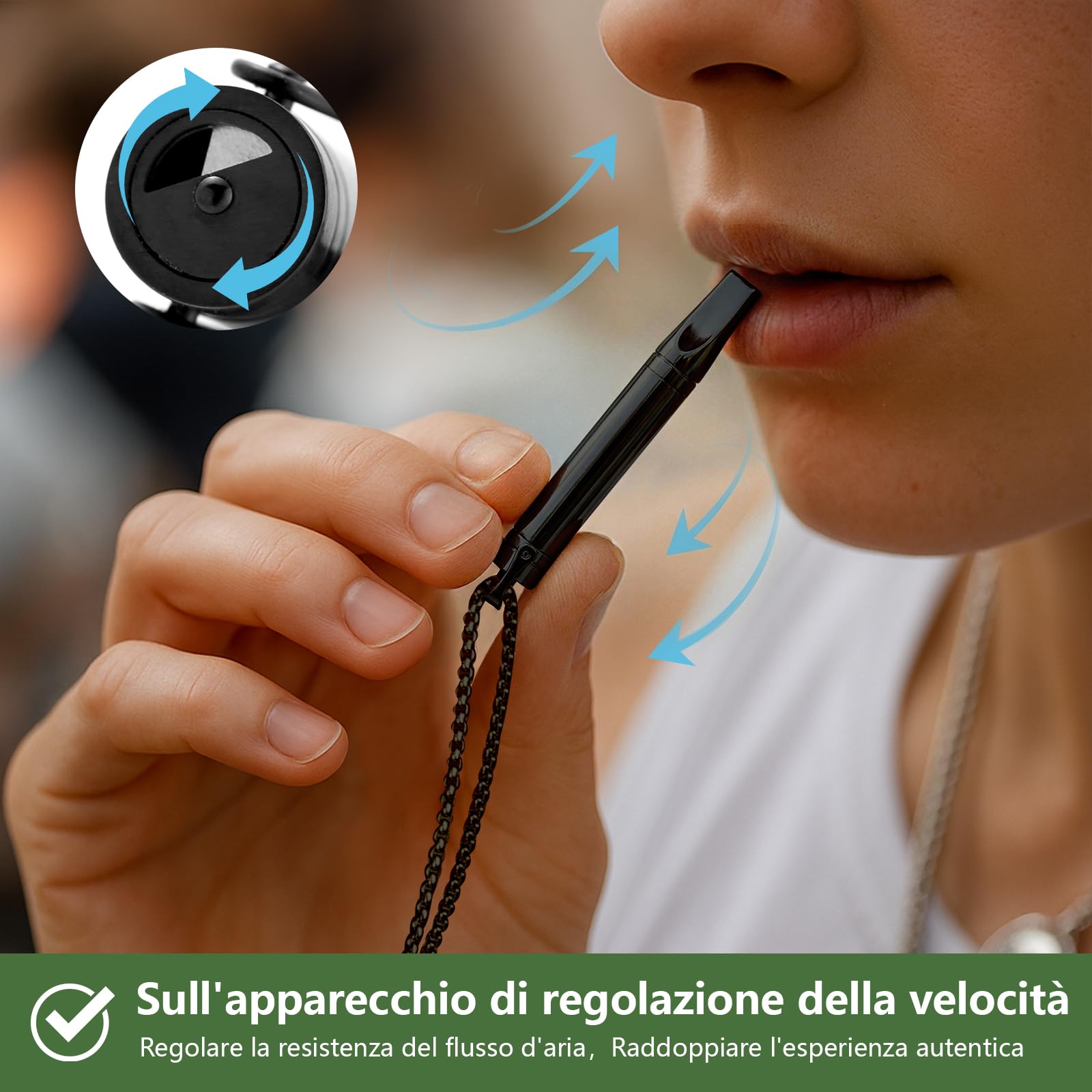 Set Collana Ausiliaria Per Smettere Di Fumare, Con 15 Filtri. Resistenza dell'aria regolabile, Collana Respiratoria Antistress Senza Nicotina, Calma l'umore Tramite la Respirazione. Acciaio Inox