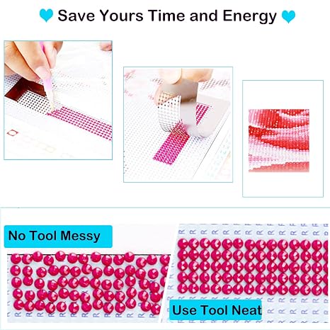 2Pcs Diamond Painting Ruler Stainless Steel Diamond Mesh Ruler 5D Diamond Ruler Tool with 216 Blank Grids for DIY Diamond Painting Drill Kits