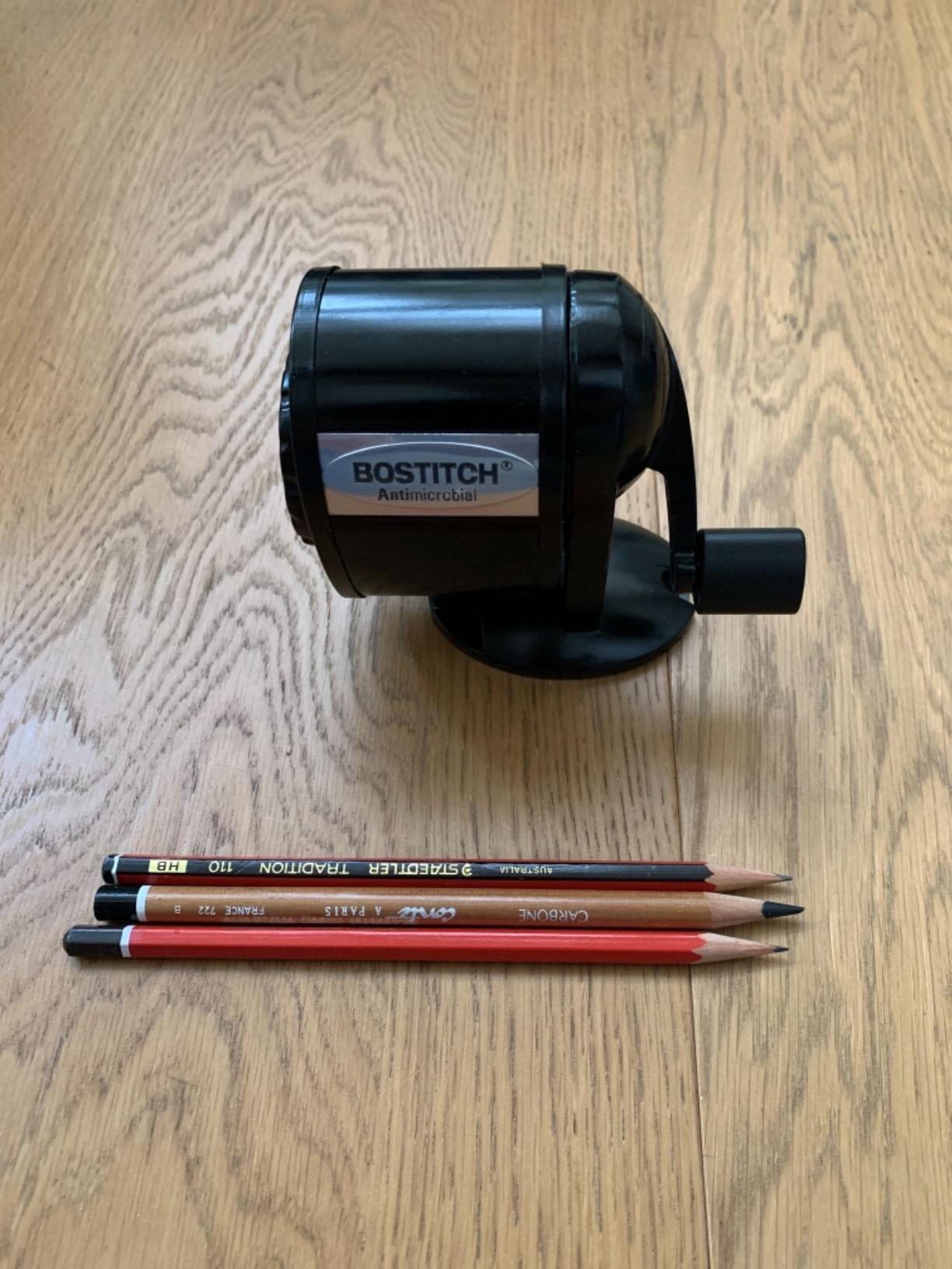 Bostitch Metal Antimicrobial Manual Pencil Sharpener, Black (MPS1BLK