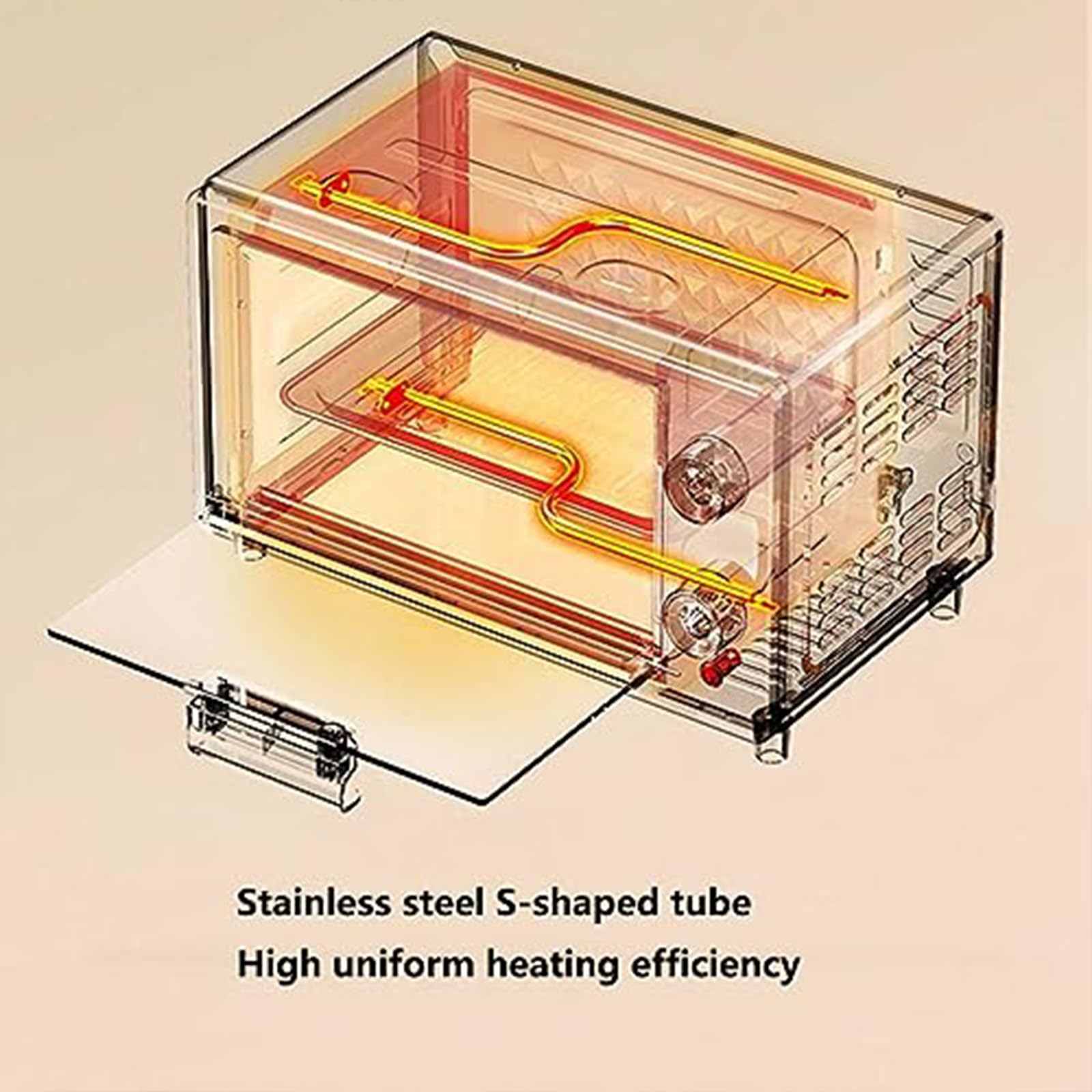 Horno de convección Mini de 10L, pequeño Horno eléctrico doméstico Multifuncional, Horno de Cocina portátil para Hornear Pan, Galletas, Pizza, tostar & Asar a la Parrilla, Rosa