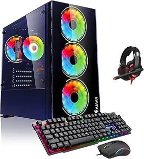 HAJAAN Gaming PC Desktop Tower - Intel Quad Core i7 Upto 4.0GHz - 16GB DDR4 RAM 512GB SSD - GeForce GTX 1630 4GB GDDR6 - RGB Keyboard Mouse Headset - WiFi Ready - Windows 10 Pro