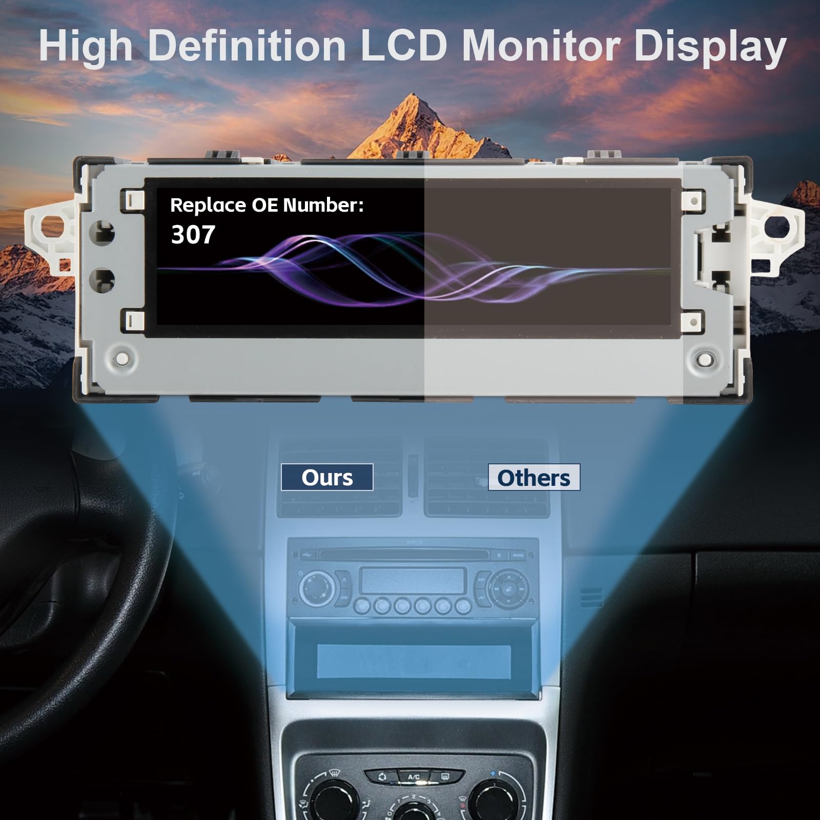 Écran LCD pour Peugeot 301 307 OEM9804494380 Display, avec Cadre