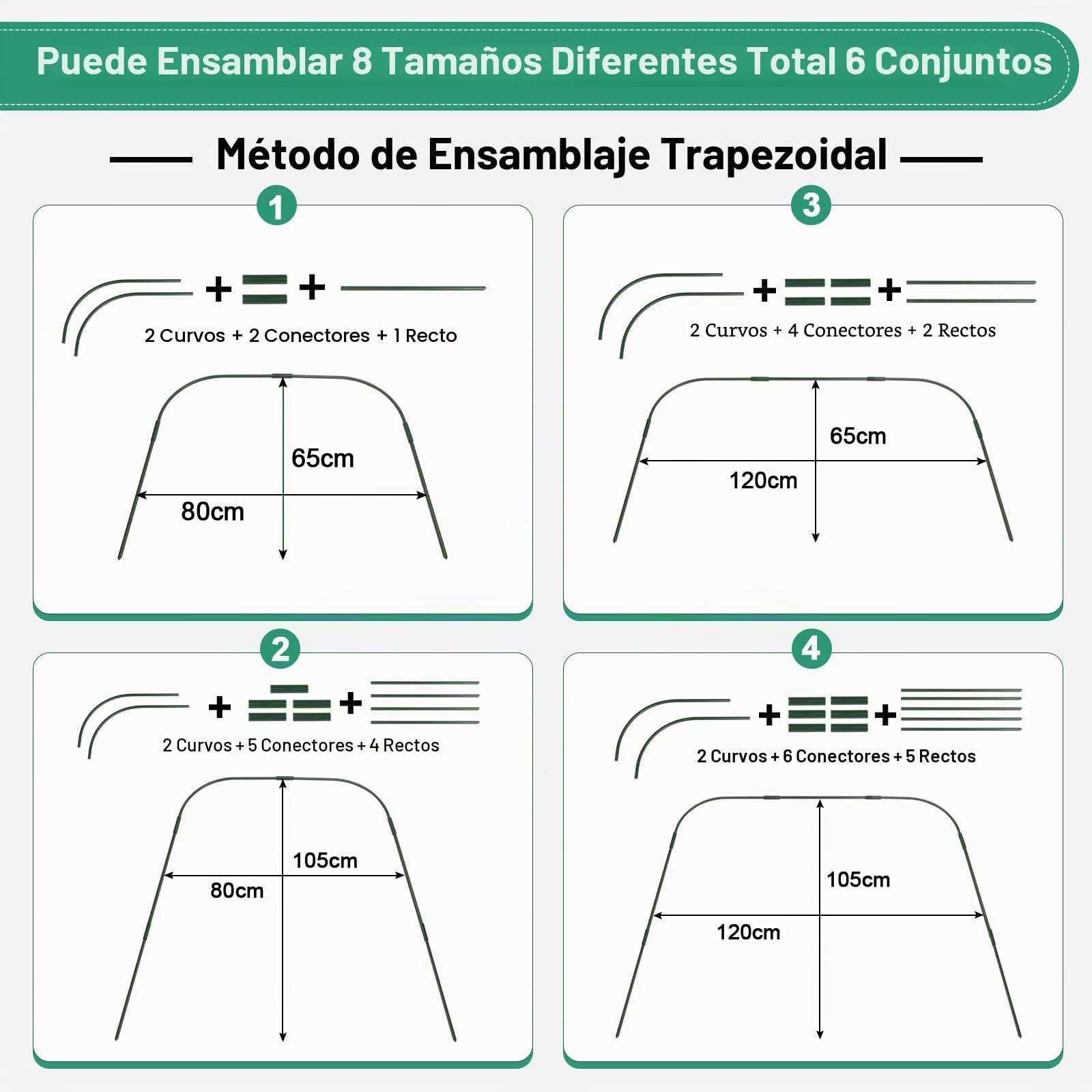 EXLECO 6Pcs Arcos para Invernadero 90 * 80cm Neumáticos de Invernadero con Clips y Malla para Plantas Aros de Soporte de Jardin Invernadero para Cultivar Túneles Soporte para Túnel de Plantas Jardín