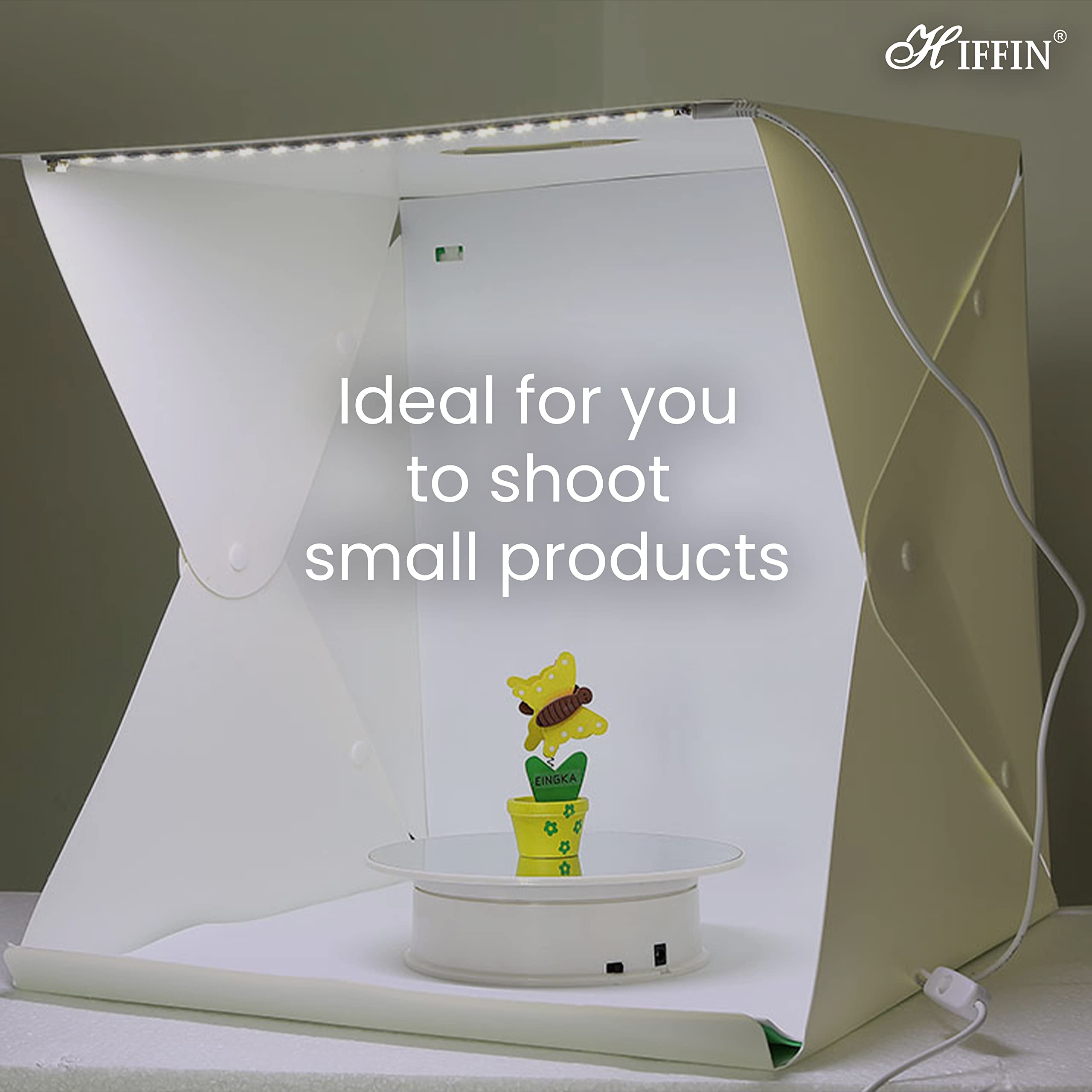 HIFFIN Foldable Light Box 23cm Portable Light Room with 2 Color Photography Backdrop Photo Studio | Mini Shooting Tent for Photography Backdrop Mini Cube Box Lighting Tent Kit 3