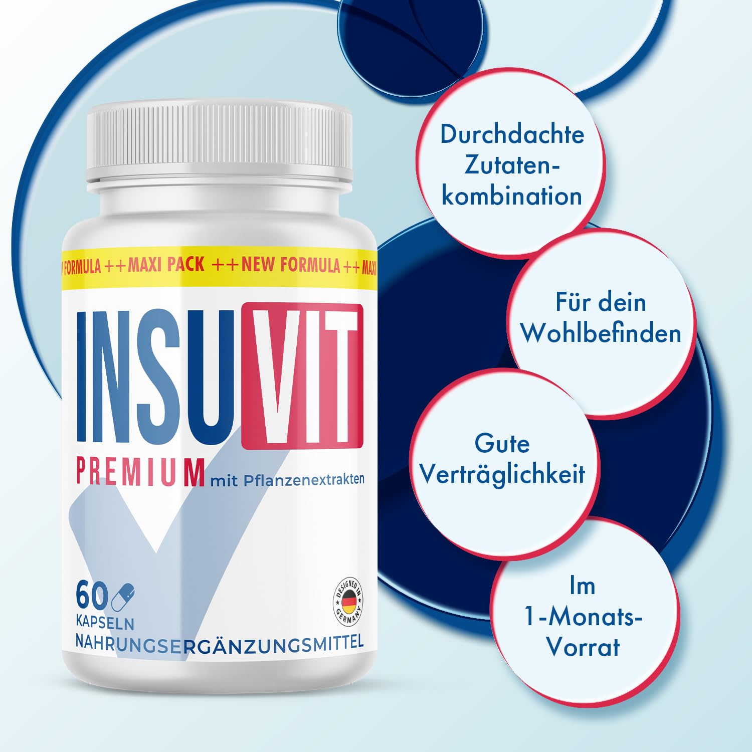 Insuvit Premium Kapseln | für dein Wohlbefinden | im 1-Monats-Vorrat | Inhalt 60 Kapseln