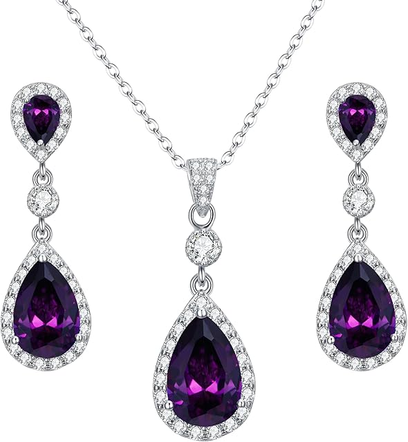 Clearine Women's 925 Sterling Silver Wedding Bridal CZ Infinity Teardrop Pendant Necklace Dangle Earrings Set Jewellery Gift for Her Mum Girlfriend Birthday Mothers Day Valentines Christmas