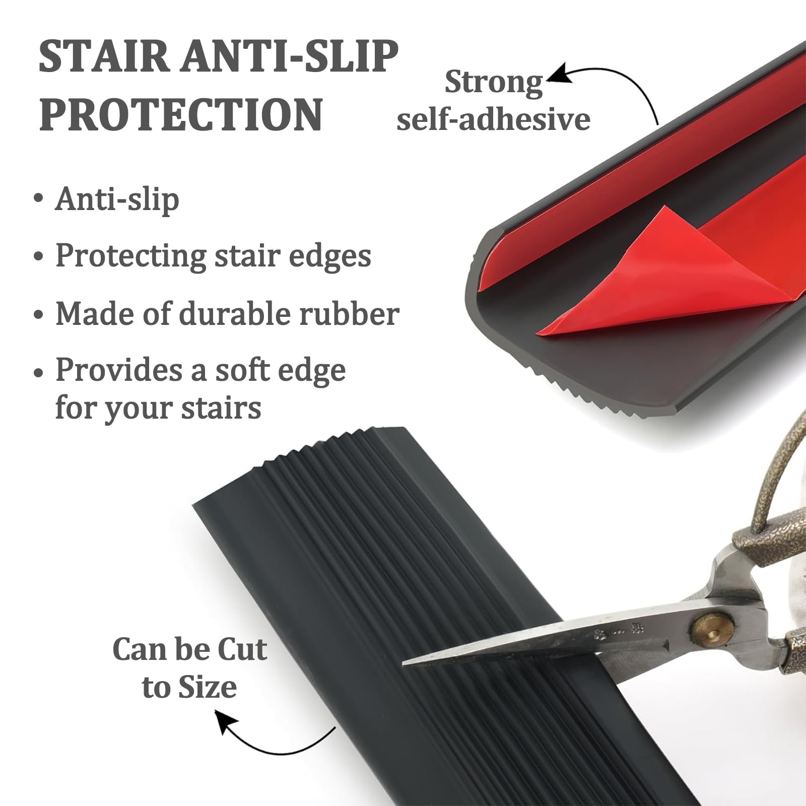 Perfil de borde de escalera autoadhesivo, autoadhesivo de borde para escaleras en Forma de L, Tiras antideslizantes para peldaños, Esquina para cantos (10 m)