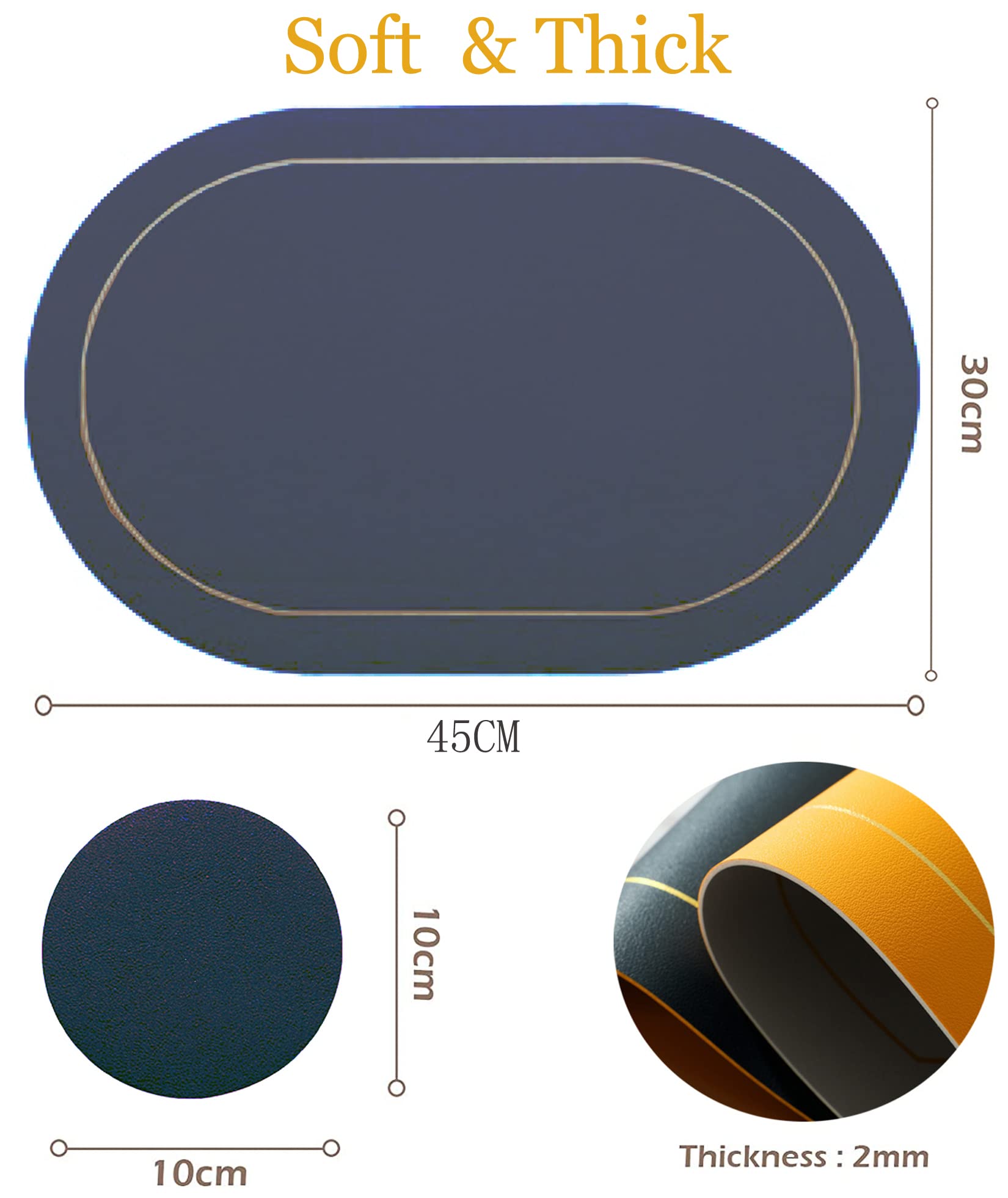 Lot De 6 Sets De Table Ovales Bicolores En Cuir - 45 Cm X 30 Cm - Décoration De Table - Lavables - Antidérapants - Résistants à La Chaleur - Vert Gris